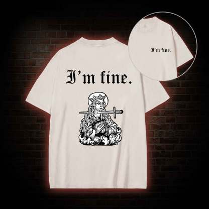 I'm Fine Back Print Washed T-shirt