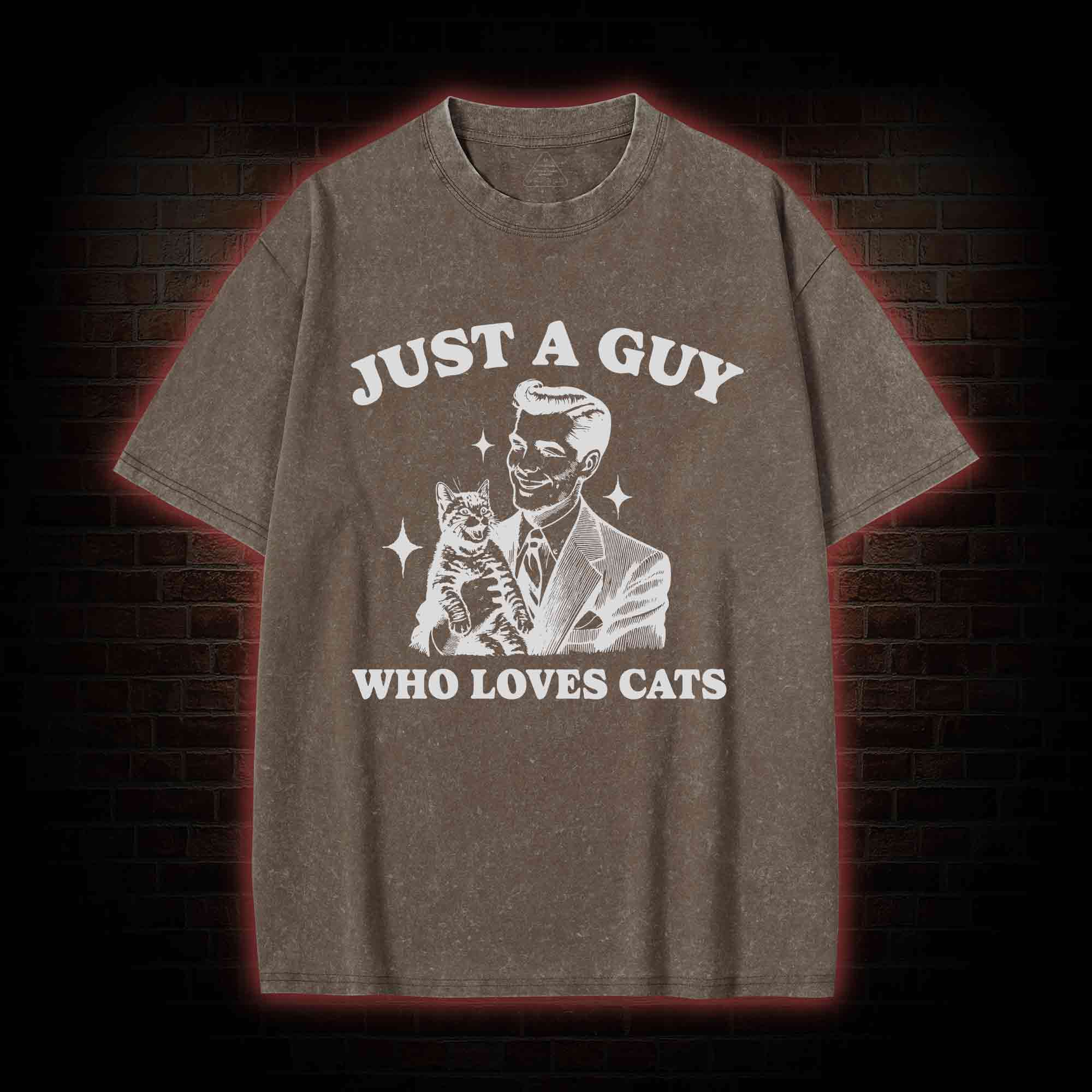 Just a Guy Who Loves Cats Washed T-shirt