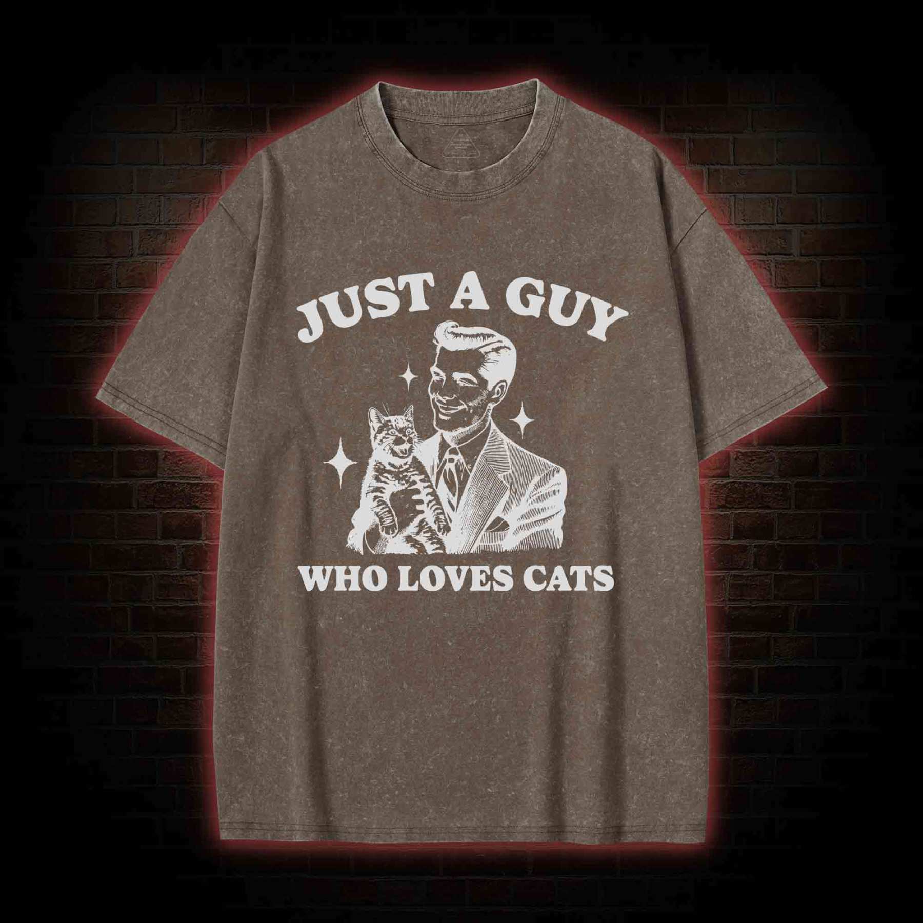 Just a Guy Who Loves Cats Washed T-shirt