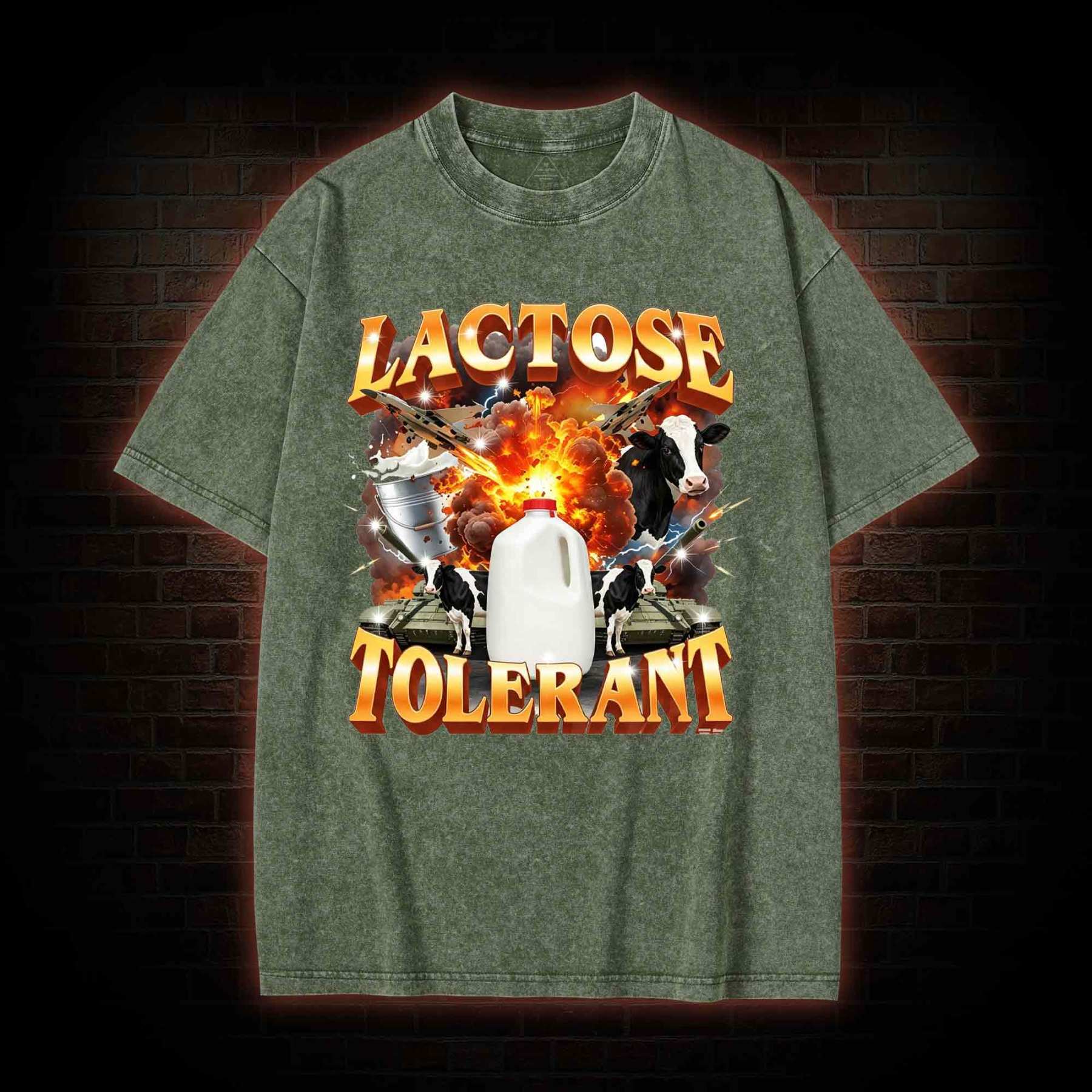 Lactose Tolerant Vintage Graphic Washed T-shirt