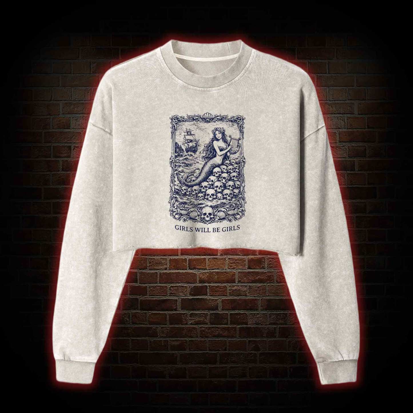 Girls will be Girls Greek mythology Washed Cropped Sweatshirts