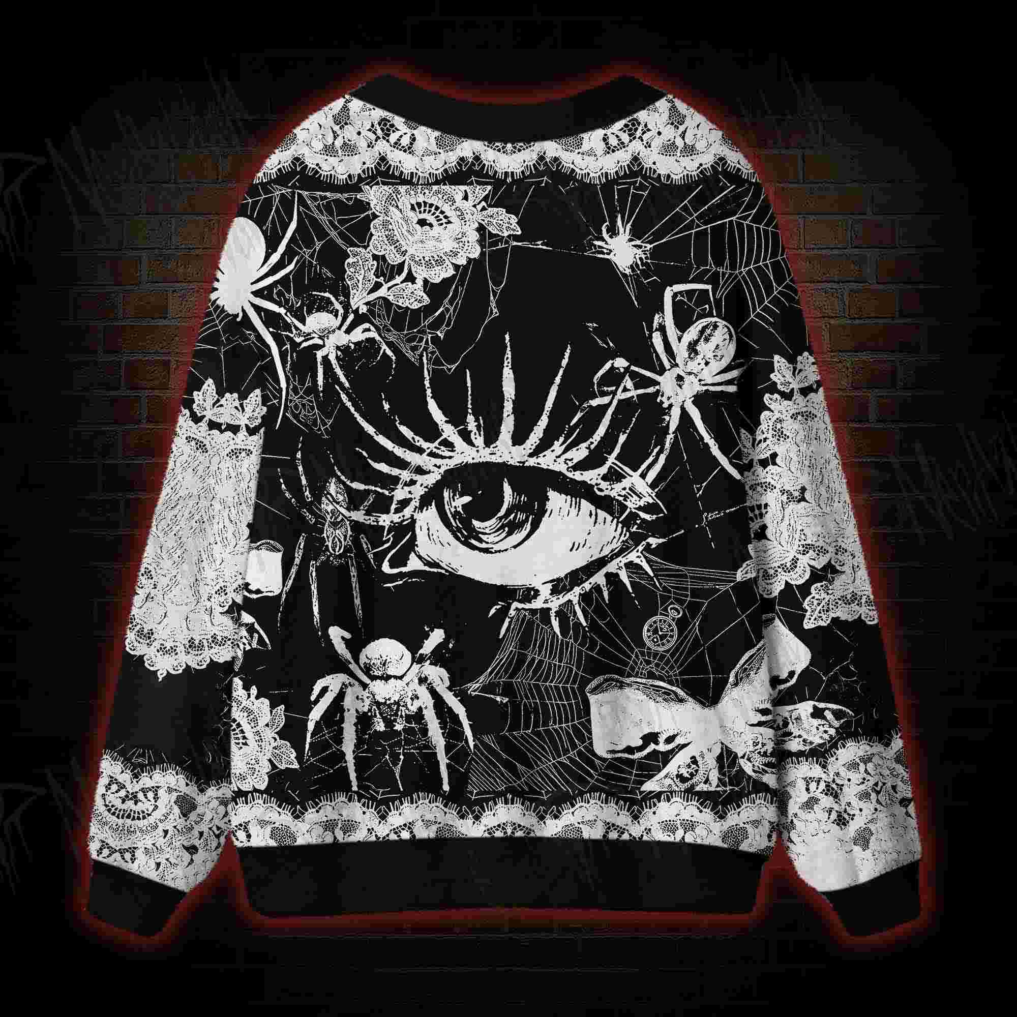 Lace Spider Noir Cardigan Sweater
