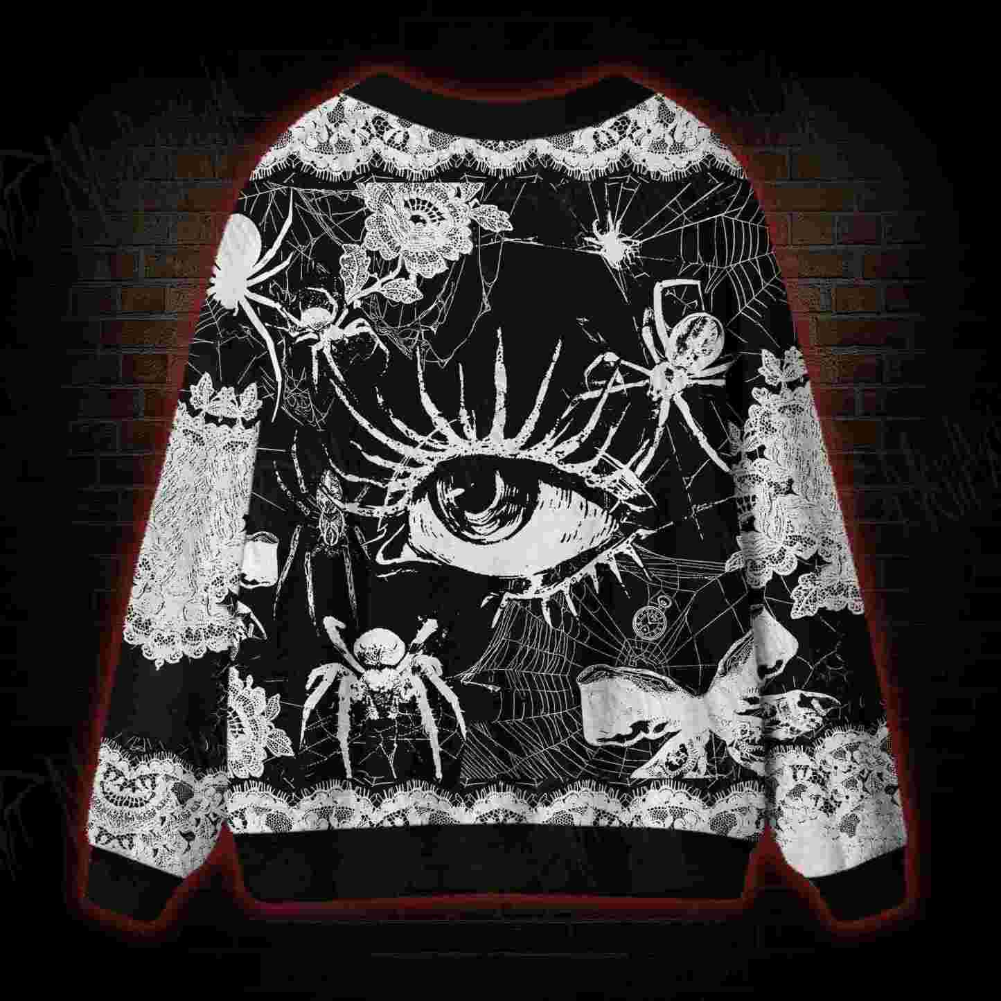 Lace Spider Noir Cardigan Sweater