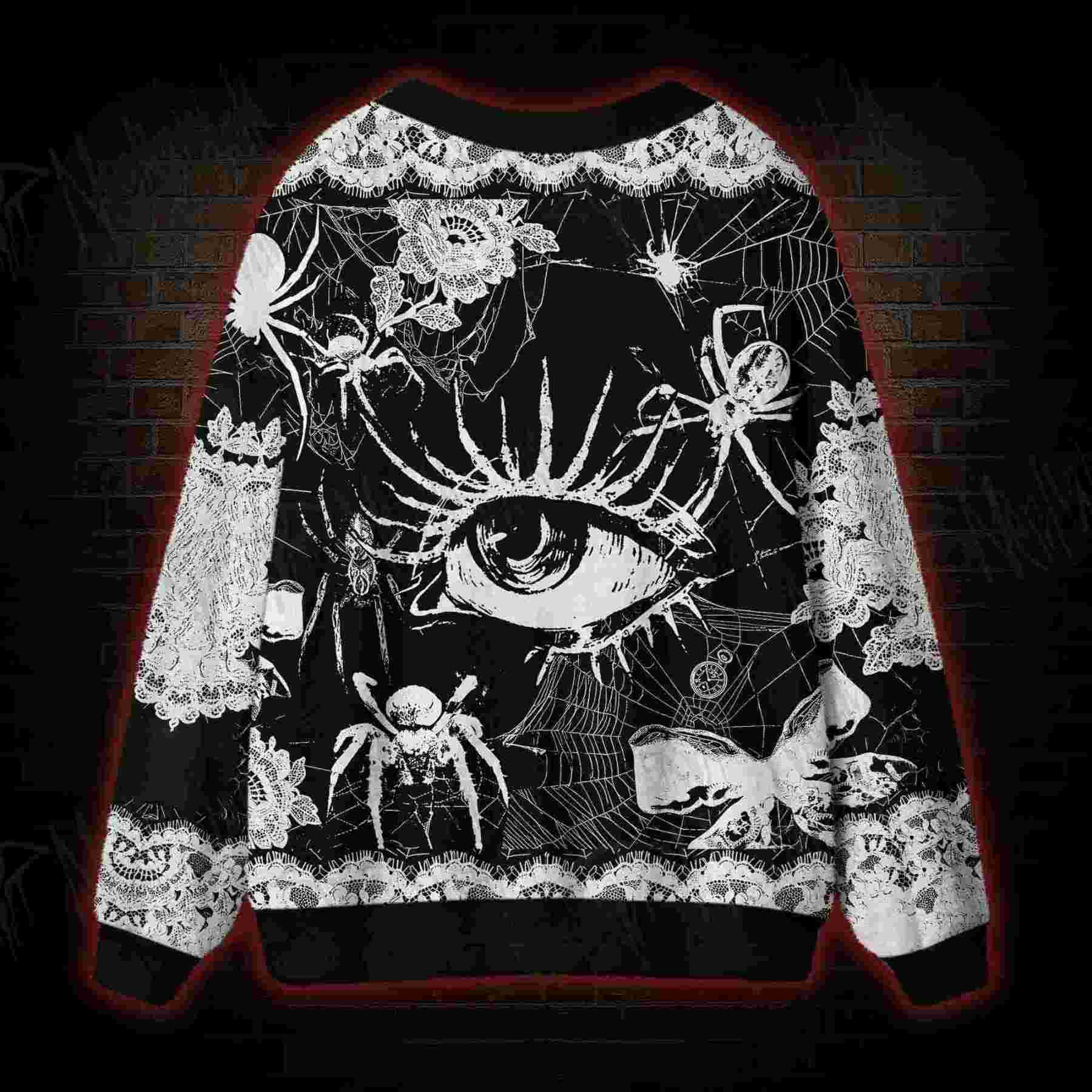 Lace Spider Noir Cardigan Sweater