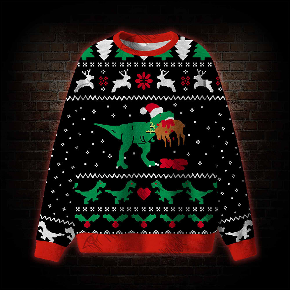Christmas Dinosaur Ugly Sweatshirts