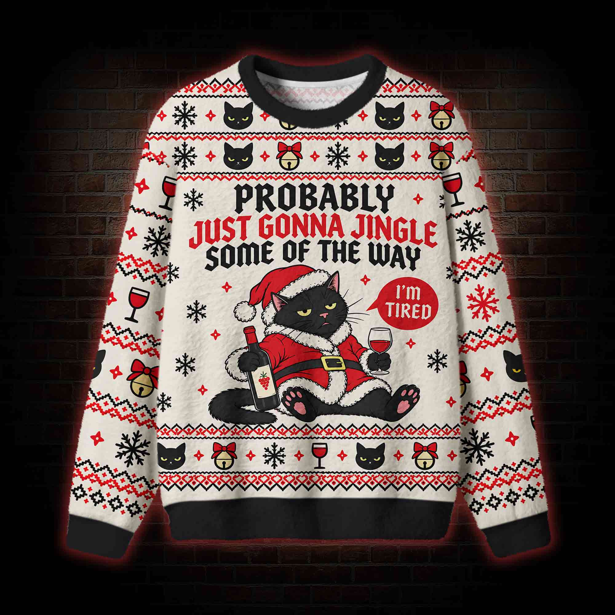 Tired of Jingle Cat Ugly Sweatshirts