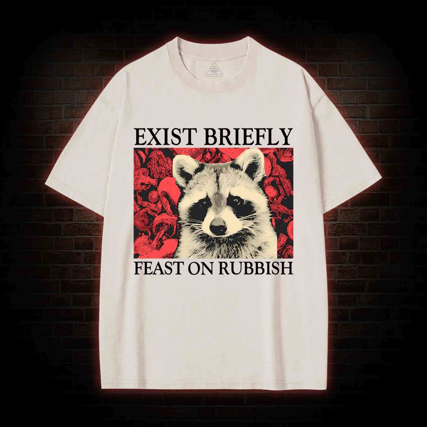 Exist Briefly Feast On Rubbish Washed T-shirt