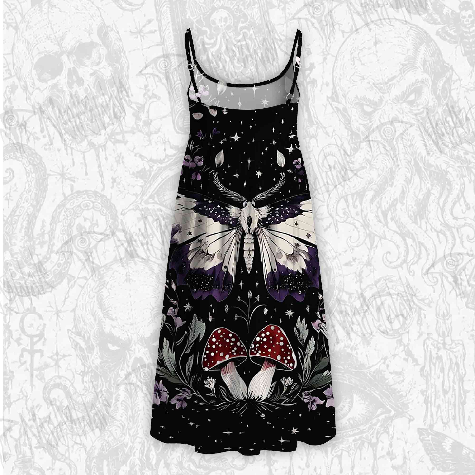 Moth and Mushrooms Strap Midi Sundress