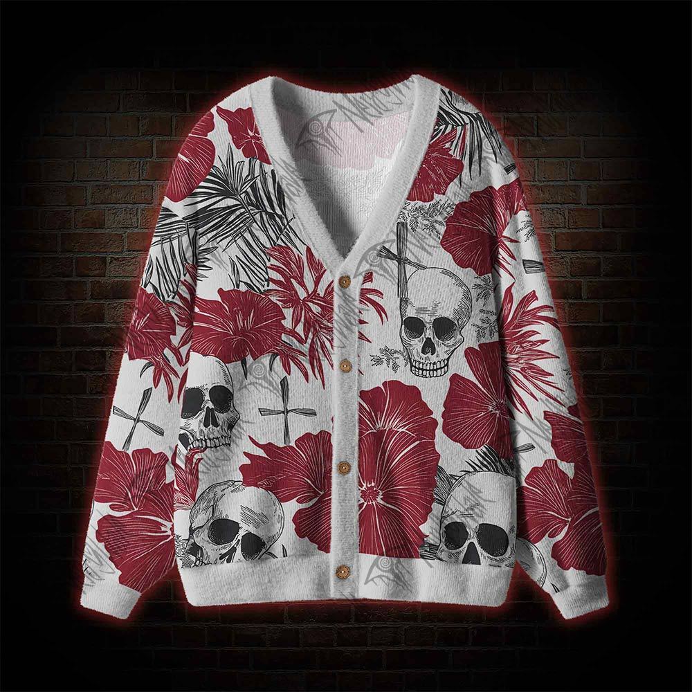 Poppy and Skull Cardigan Sweater