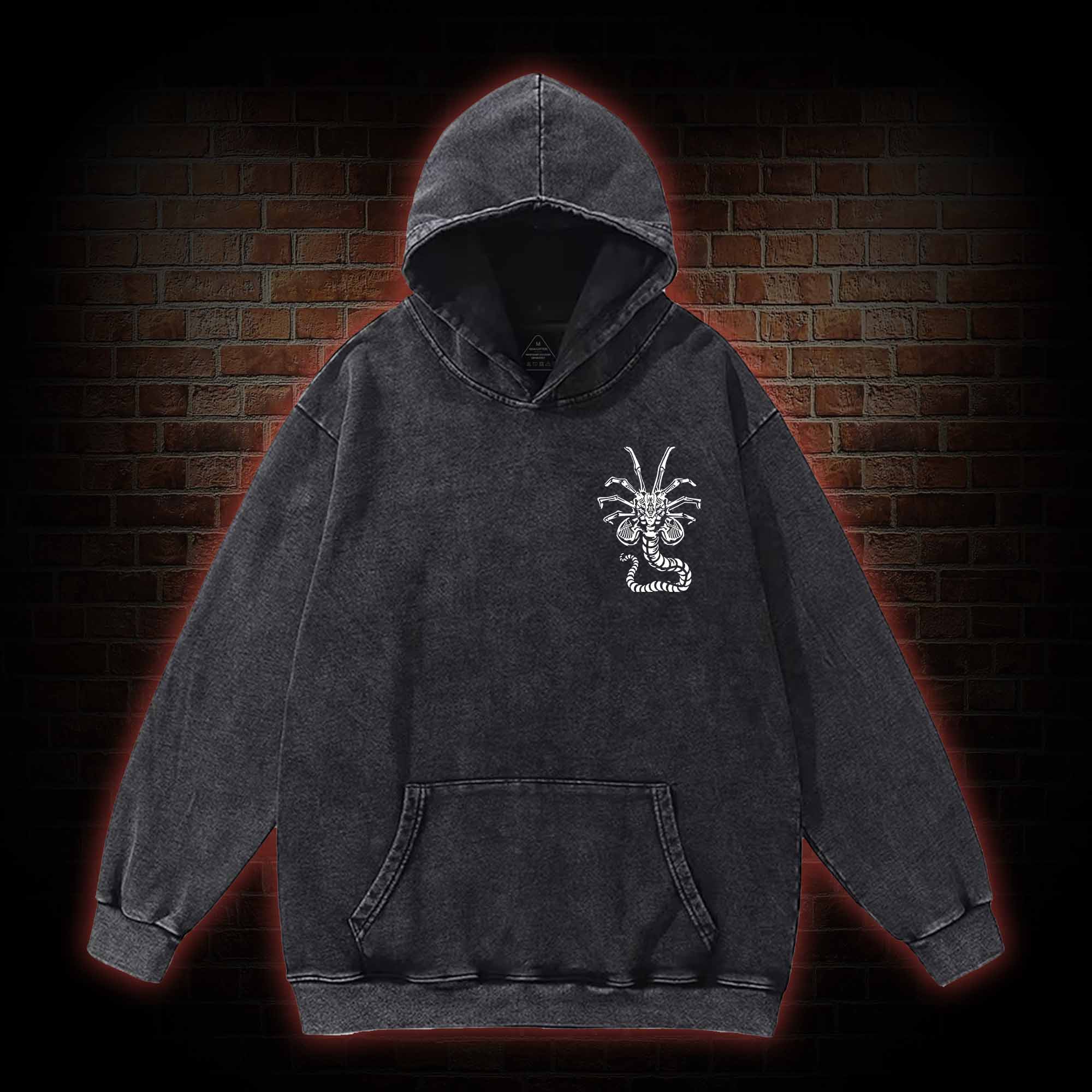 Alien Perfect Organism Back Print Washed Hoodie