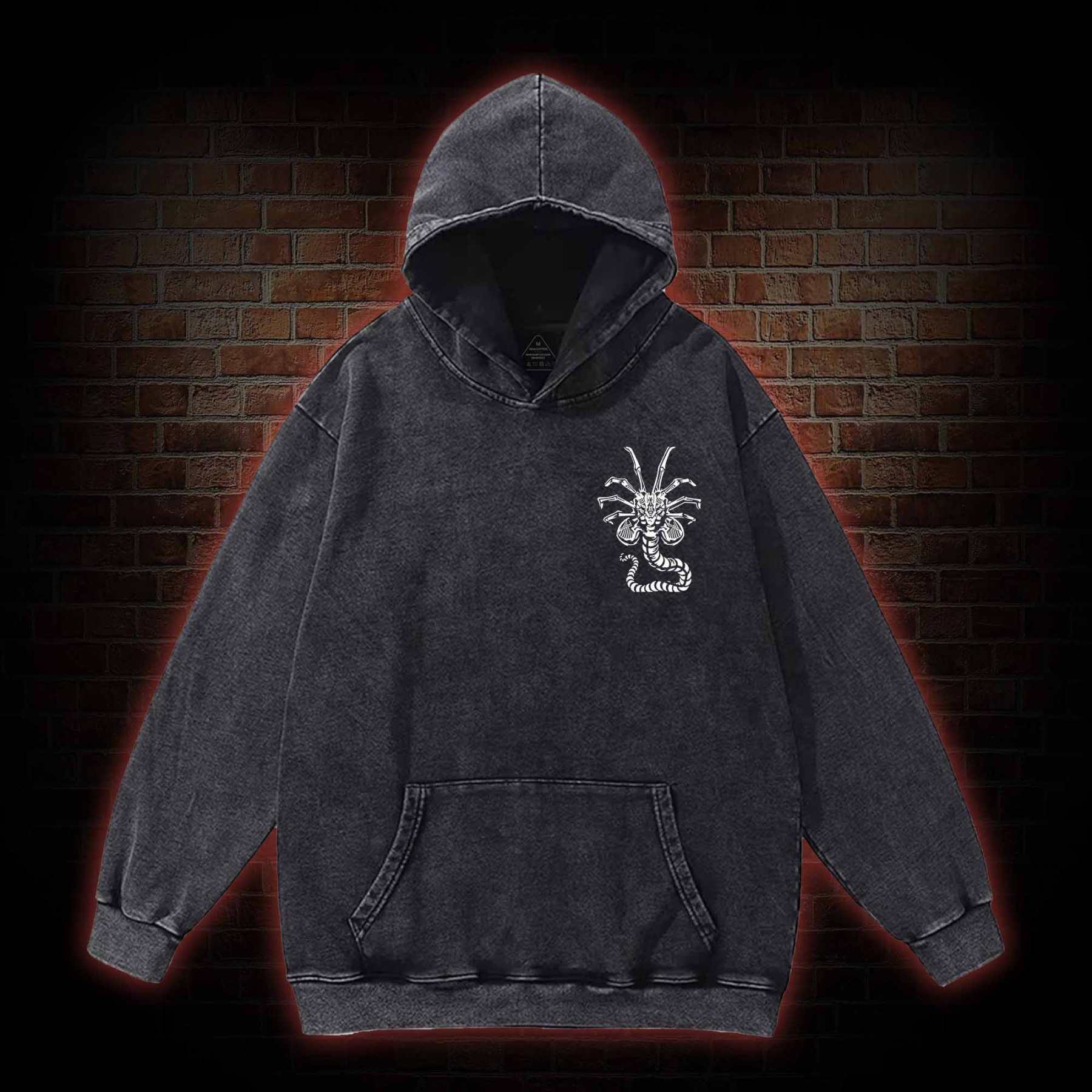 Alien Perfect Organism Back Print Washed Hoodie