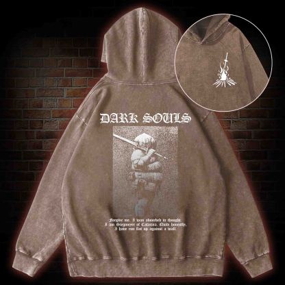 Onion Knight Back Print Washed Hoodie