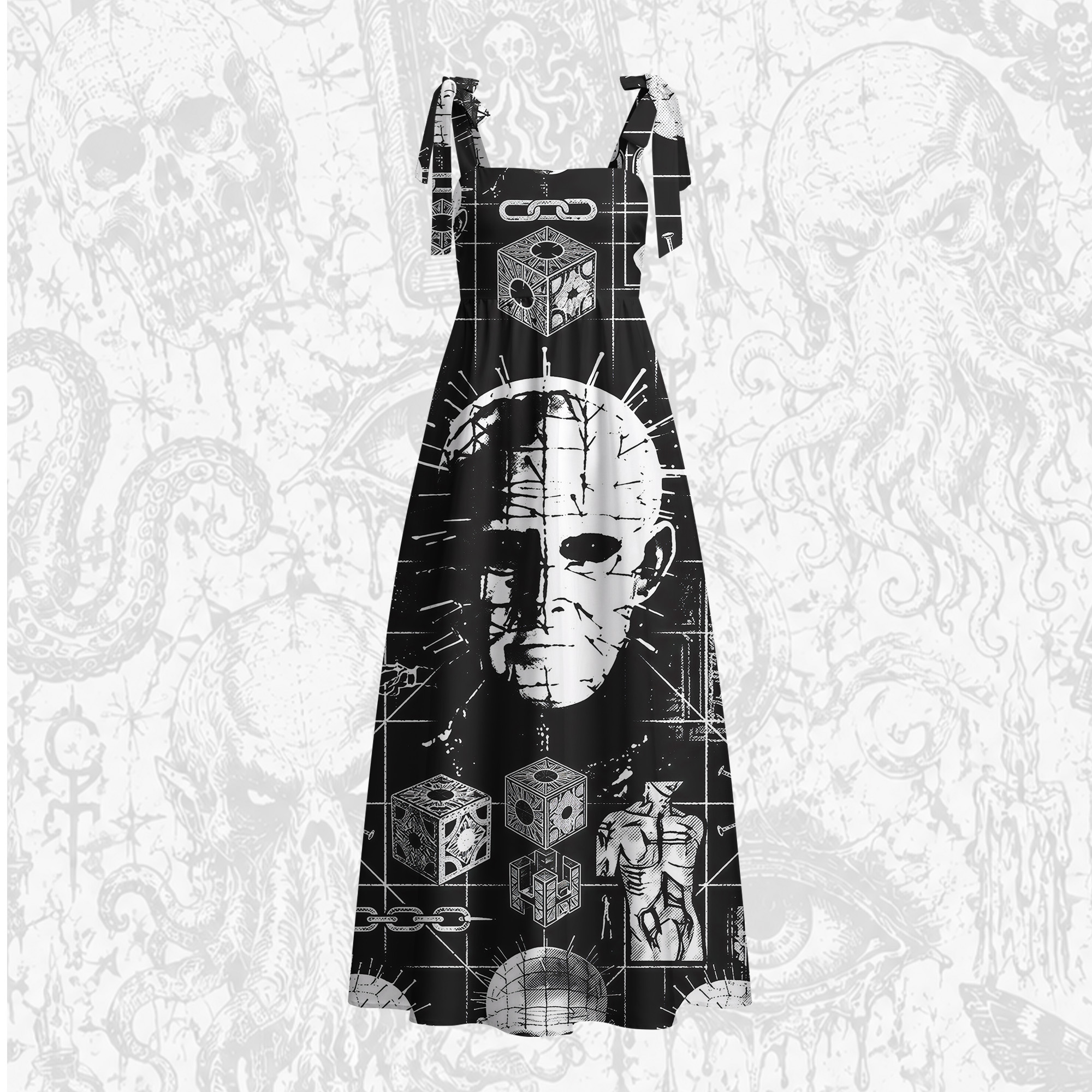 Chains Tie Shoulder Maxi Dress