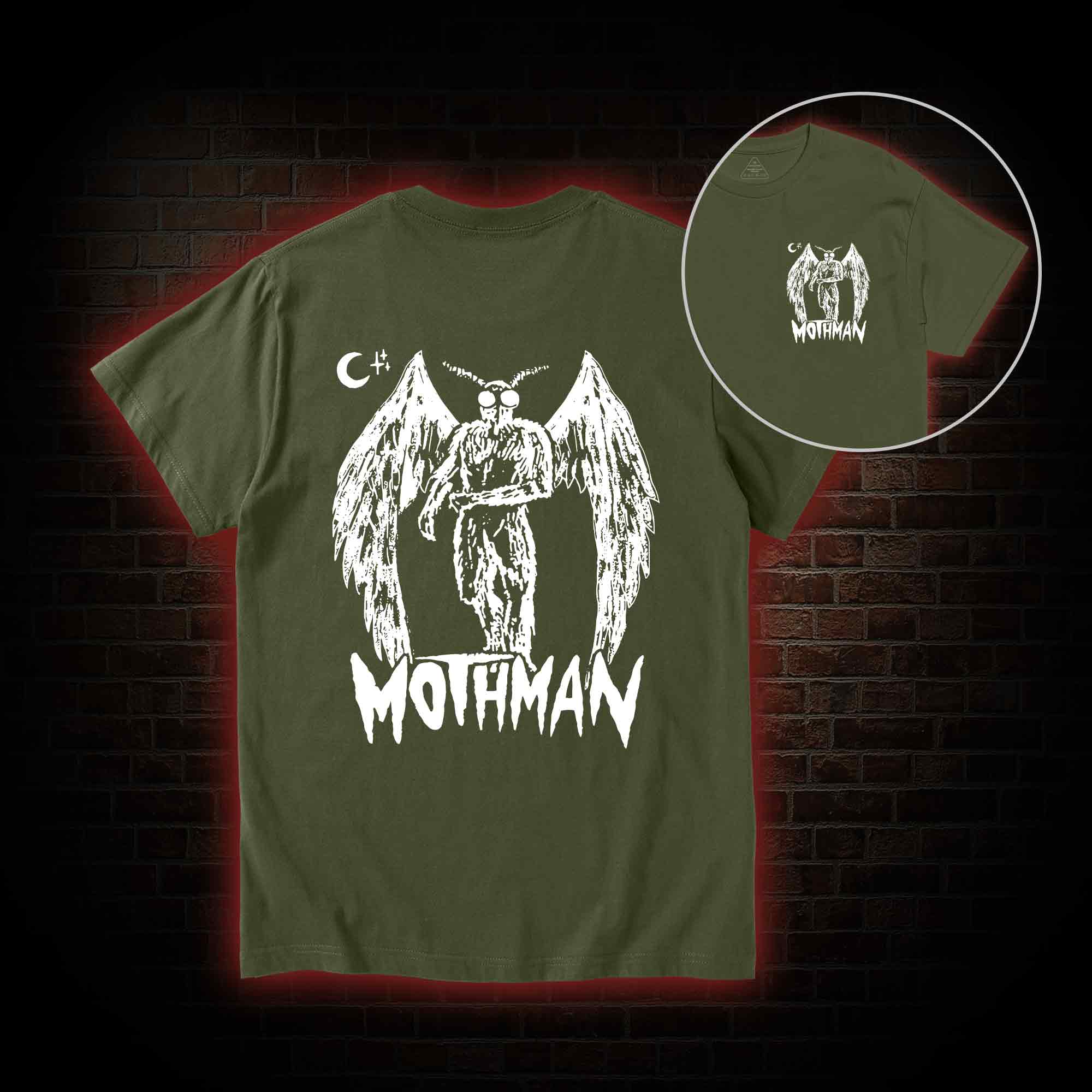 Mothman Bcak Print T-shirt 