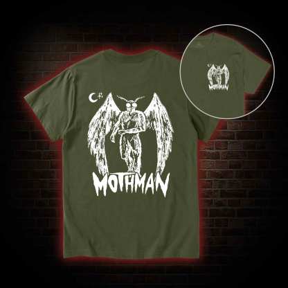 Mothman Bcak Print T-shirt 