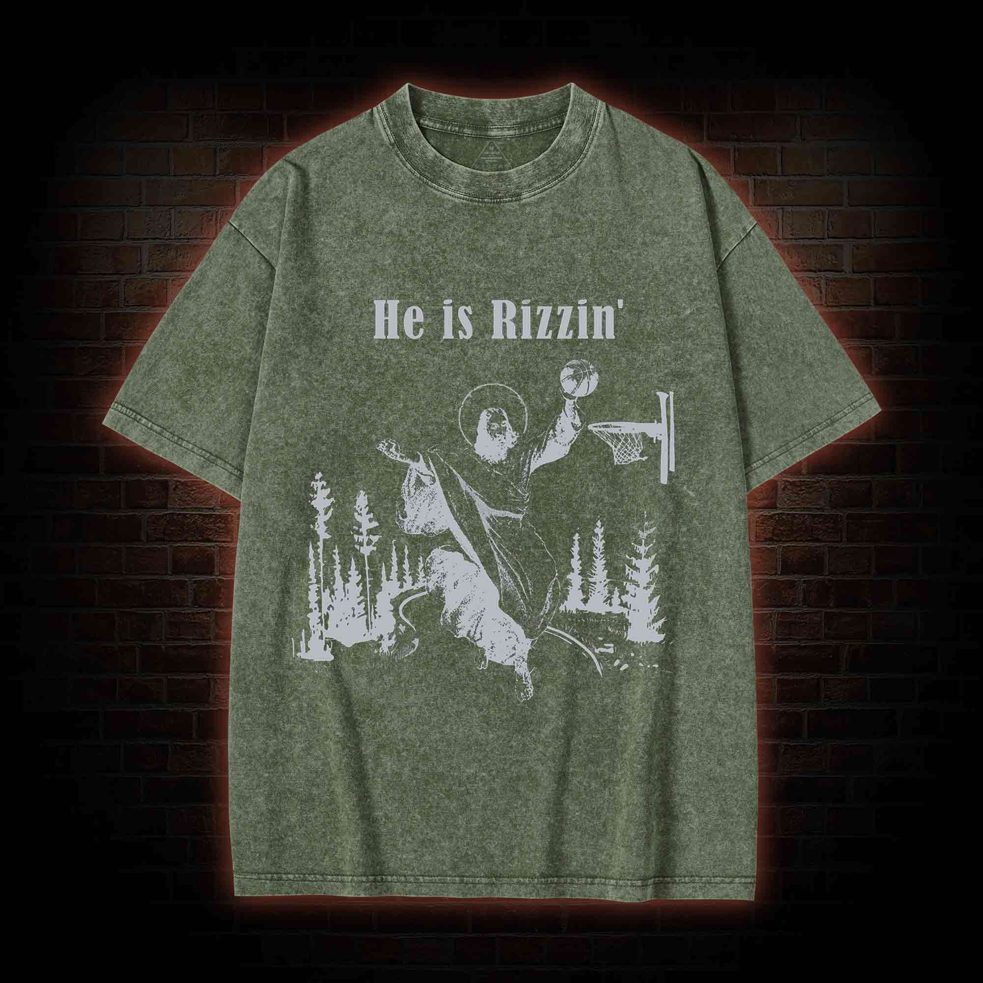 He Is Rizzin' Washed T-shirt
