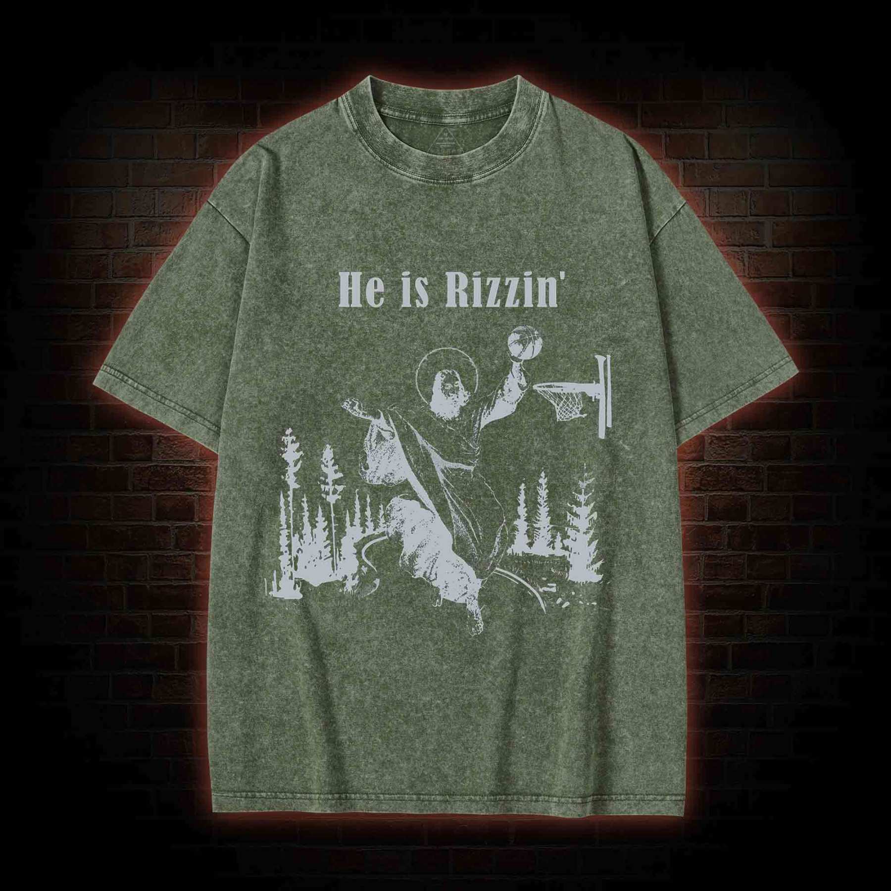 He Is Rizzin' Washed T-shirt