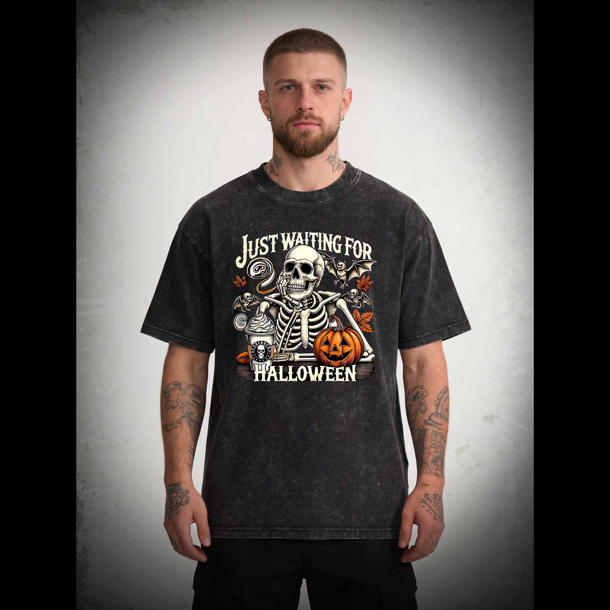 Just Waiting for Halloween Washed T-shirt