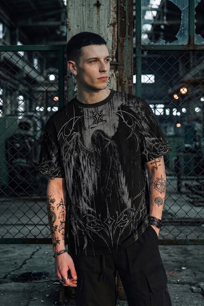 Grunge Thorn Fallen Angel Eco Graphic T-shirt