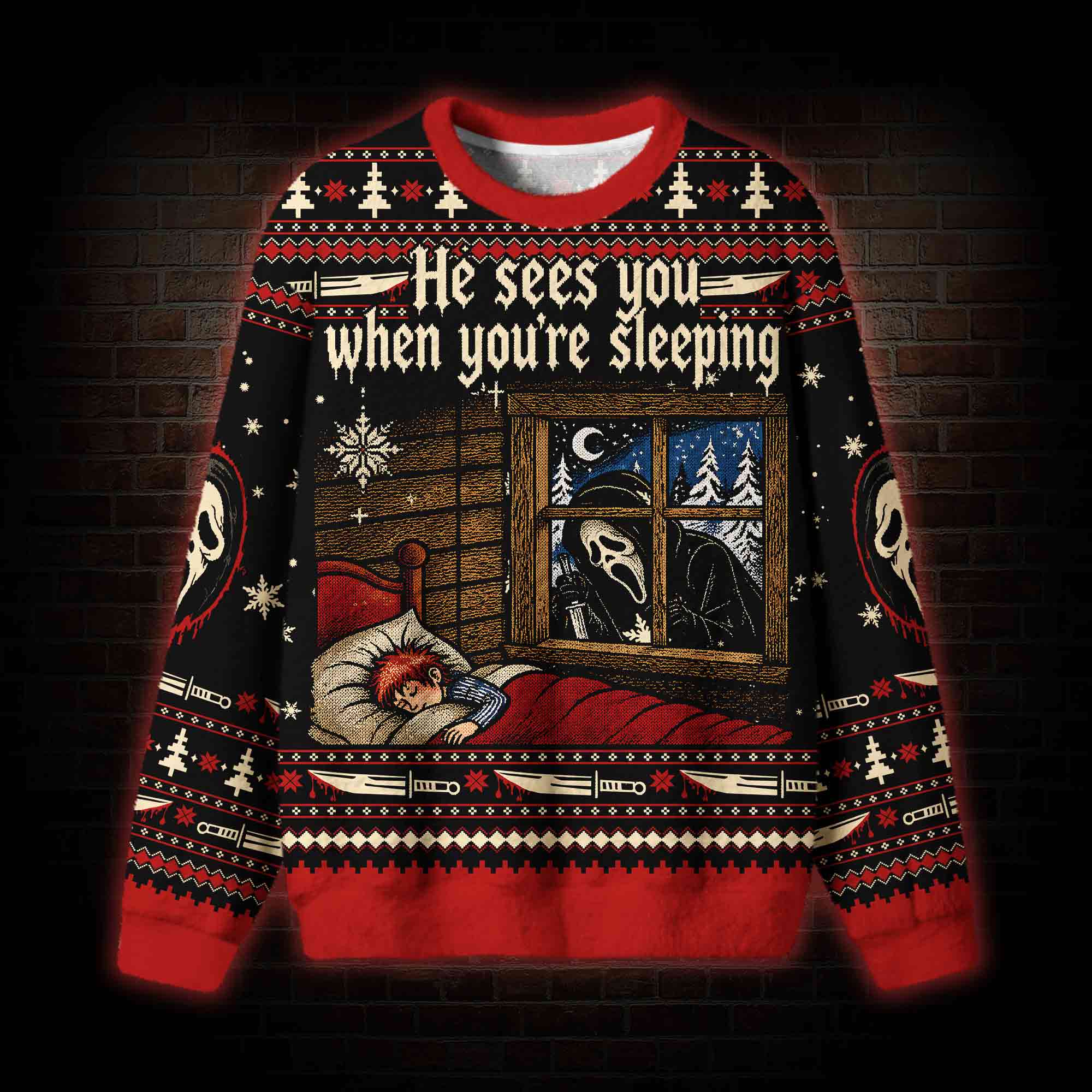 He Sees You Sleeping Ugly Sweatshirts