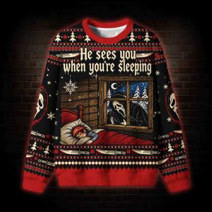 He Sees You Sleeping Ugly Sweatshirts