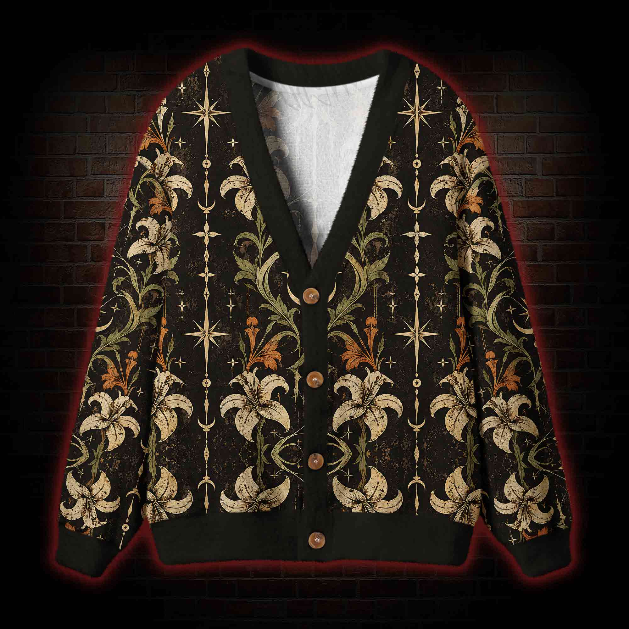 Celestial Lily Noir Cardigan Sweater