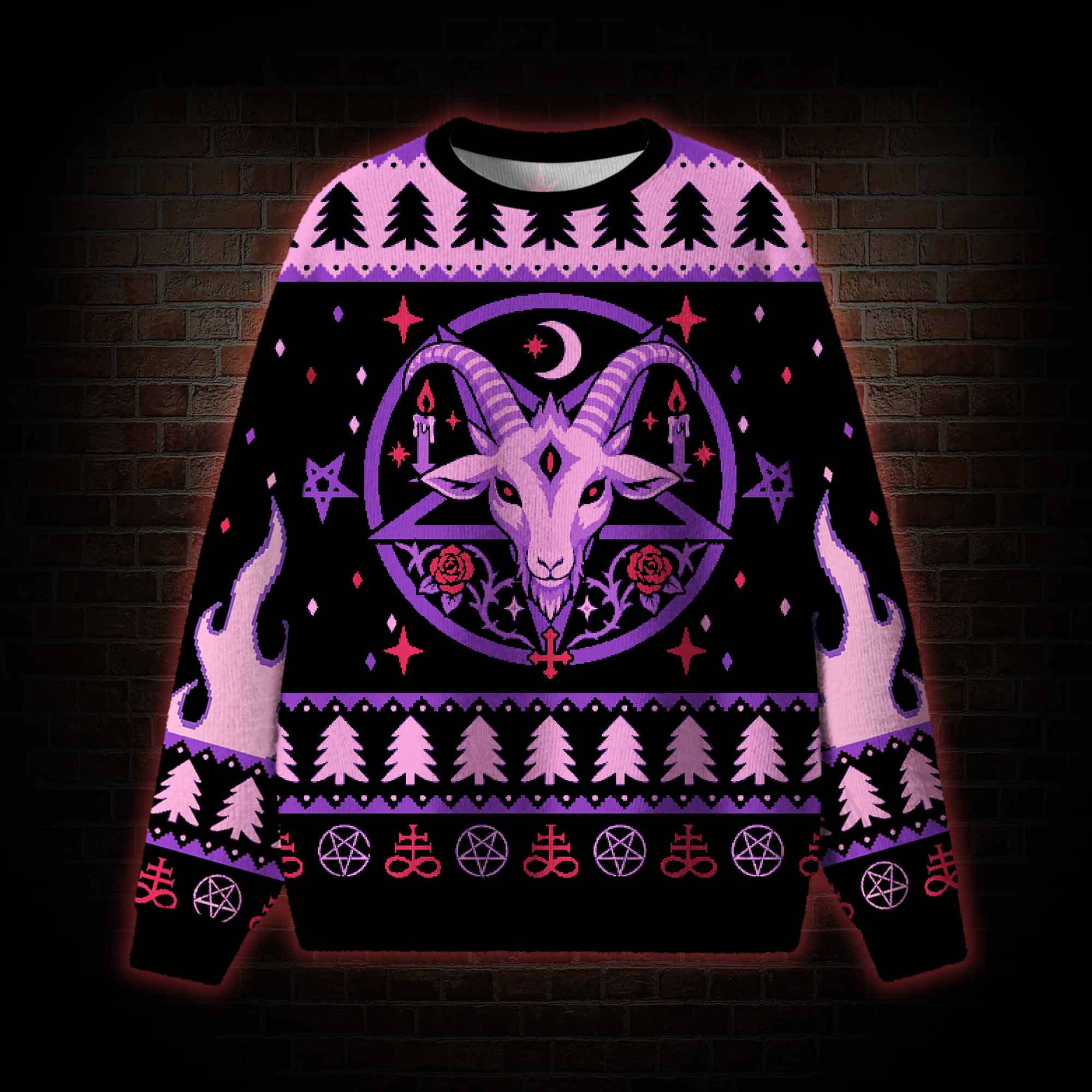 Baphomet's Nocturnal Ritual Ugly Sweatshirts