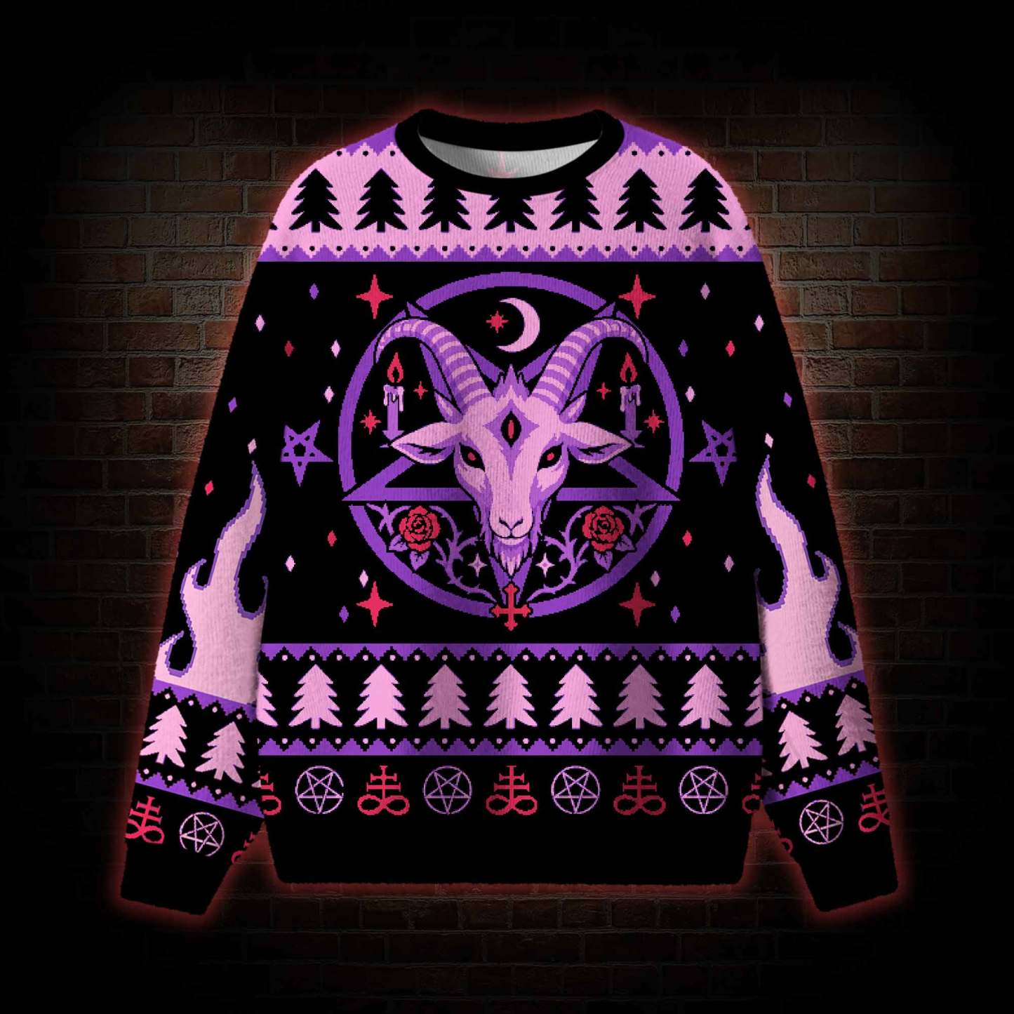 Baphomet's Nocturnal Ritual Ugly Sweatshirts