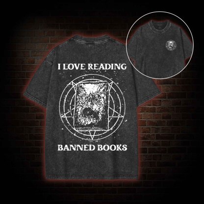 Evil Reader  Back Print Washed T-shirt