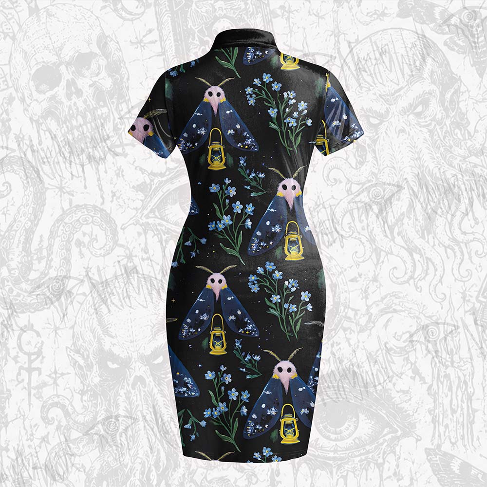 Night Moth Lantern Wildflower Velvet Mini Dress