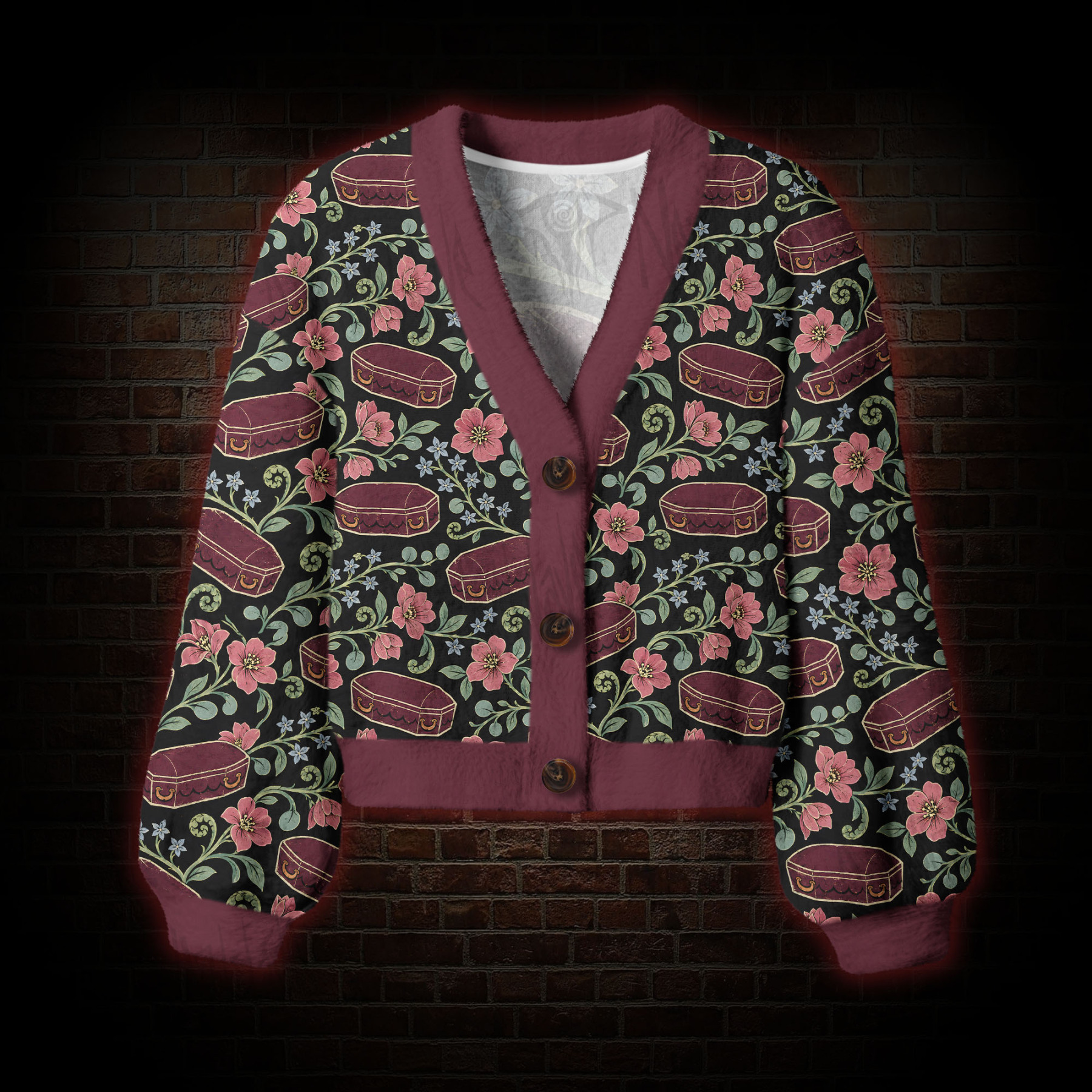Floral Coffins Women's Cardigan Sweater