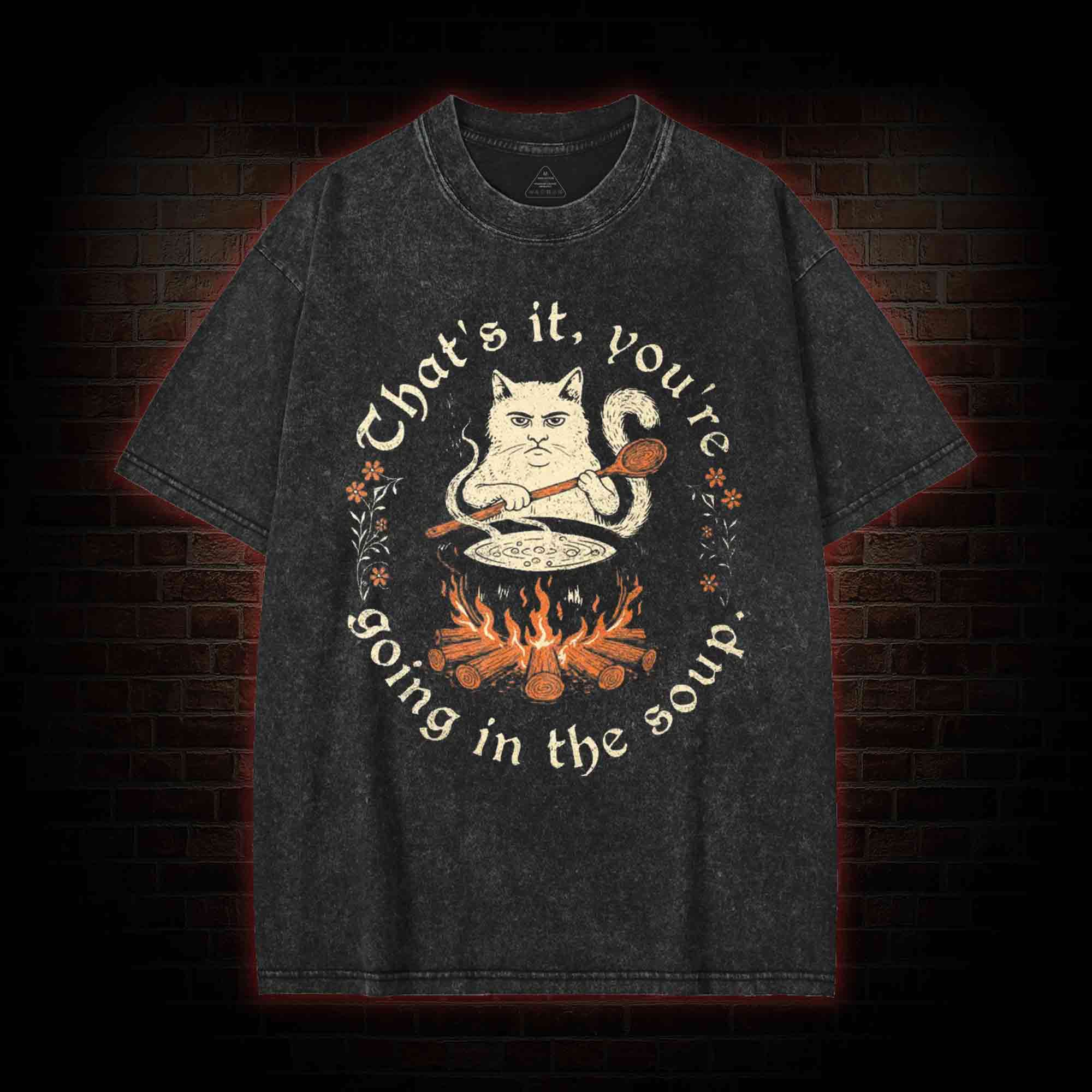 Weird Medieval Cat Washed T-shirt