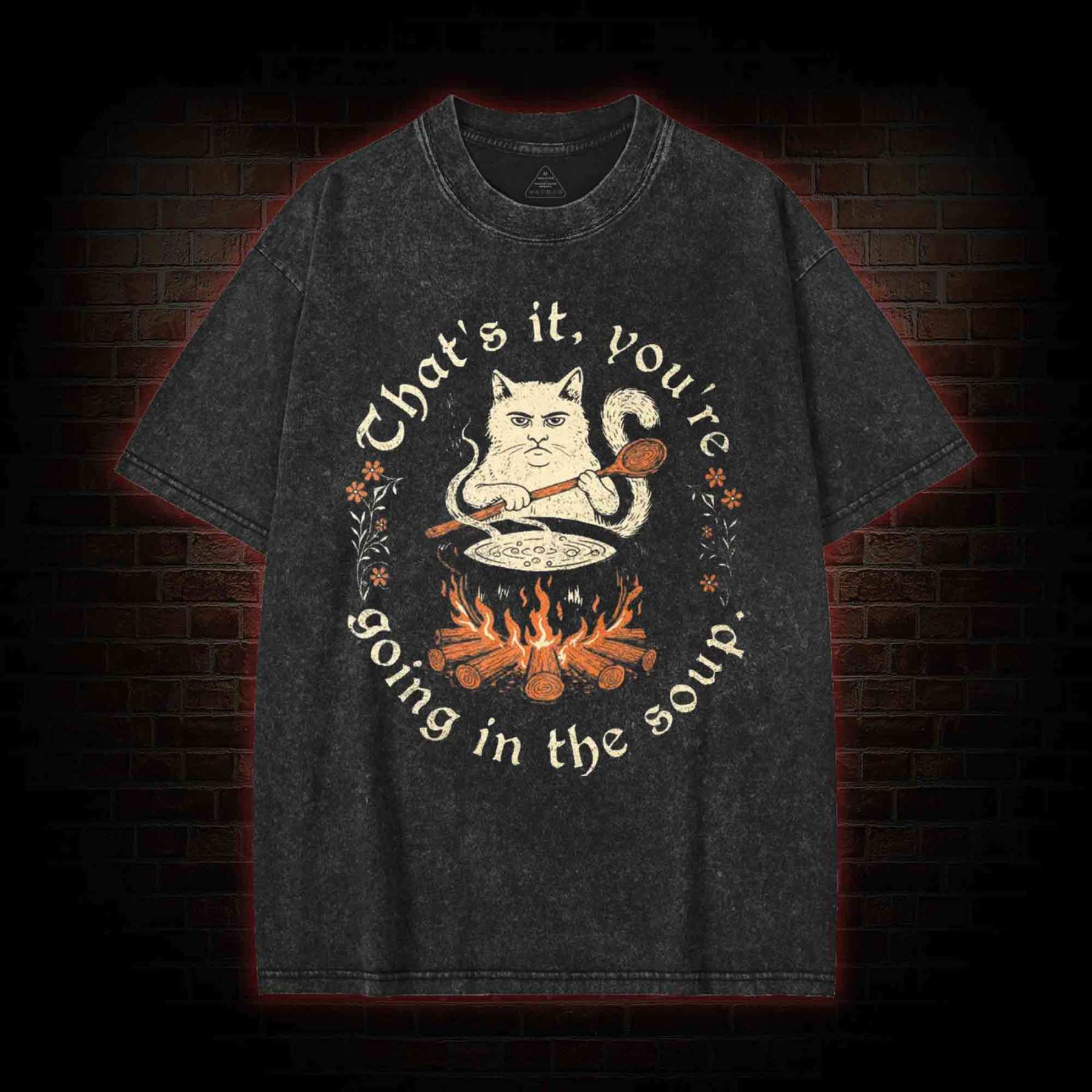 Weird Medieval Cat Washed T-shirt