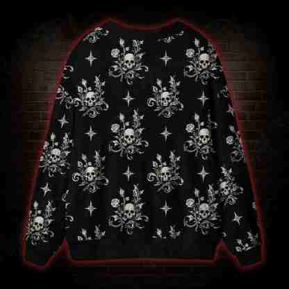 Skull Rose Noir Cardigan Sweater
