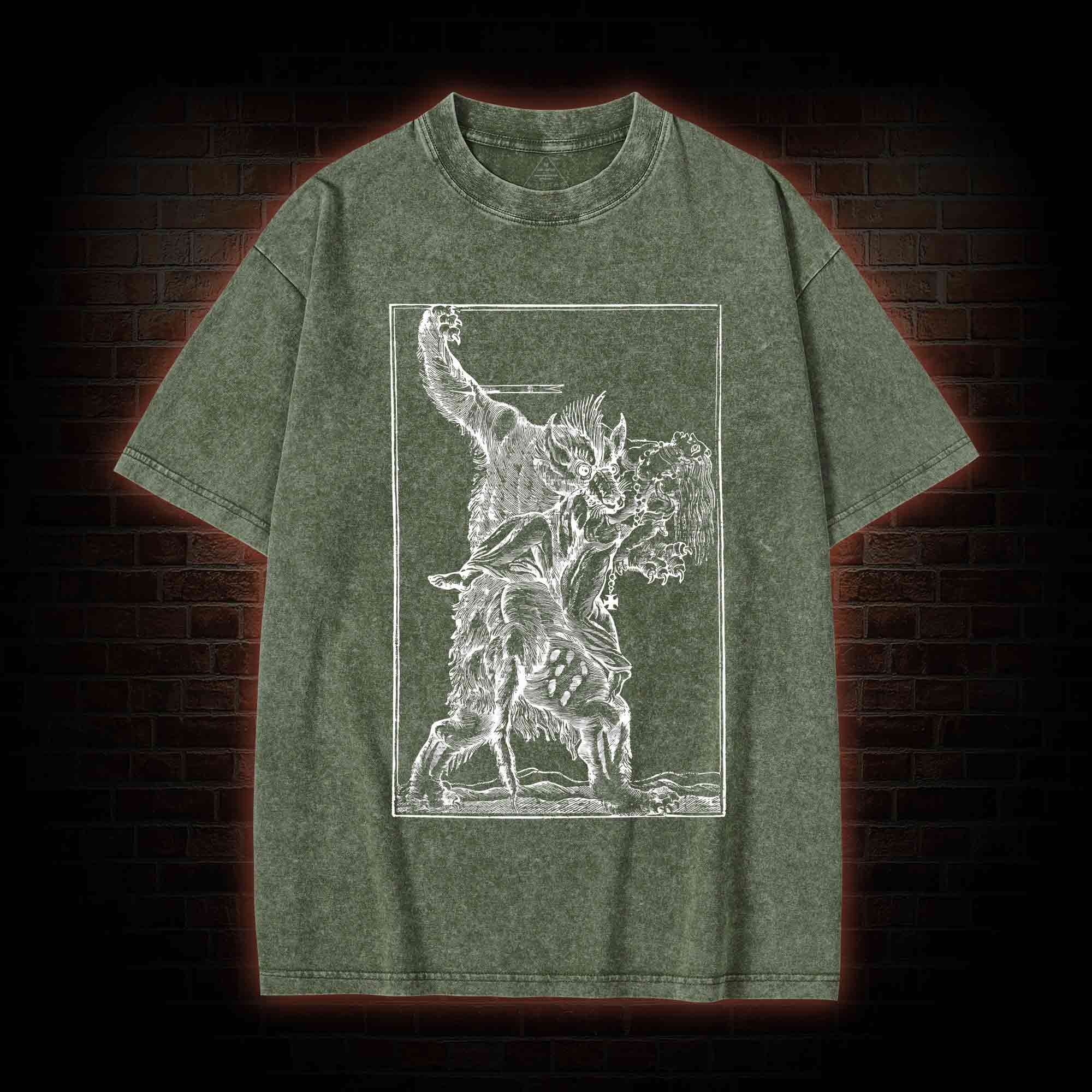 Werewolf Creepy Washed T-shirt
