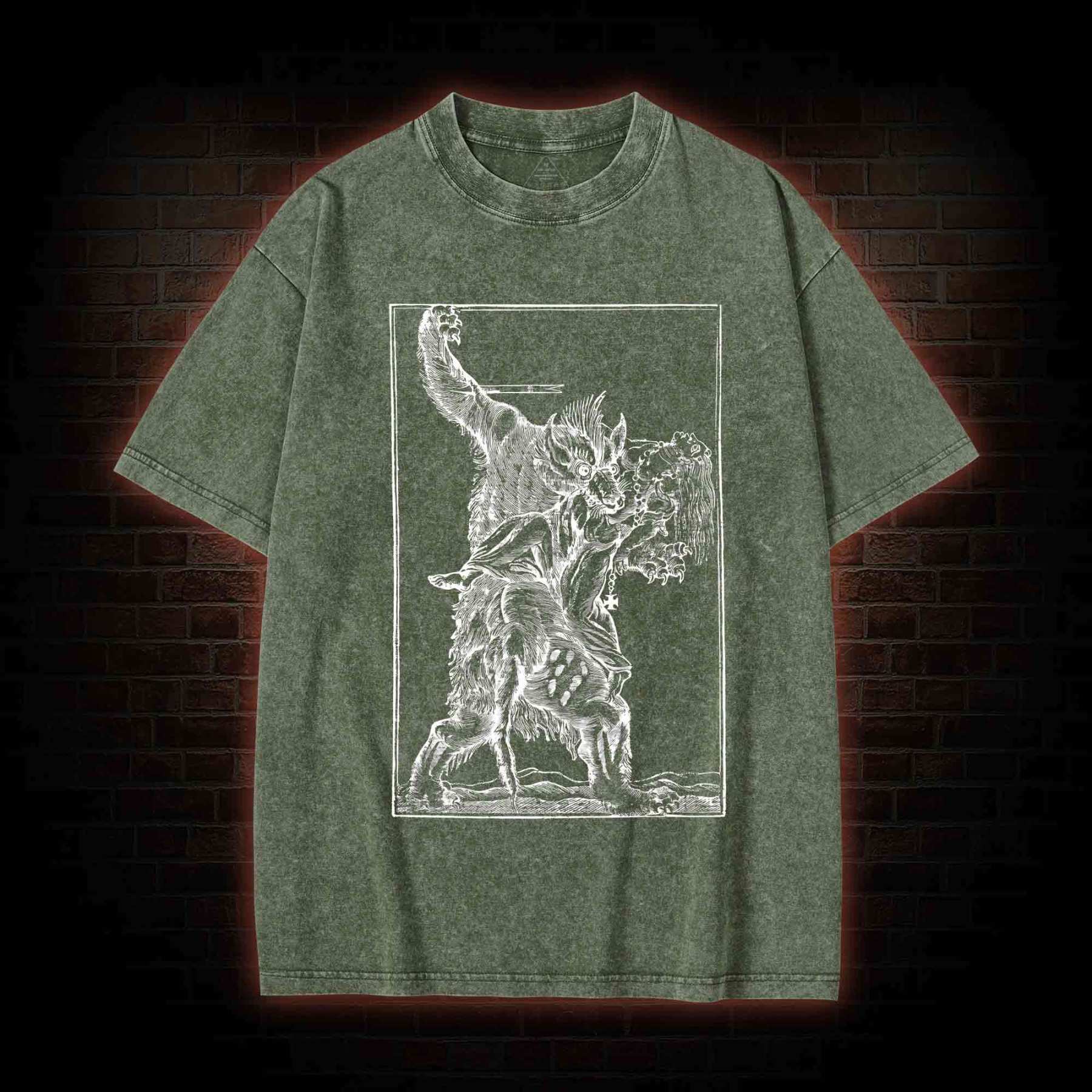 Werewolf Creepy Washed T-shirt
