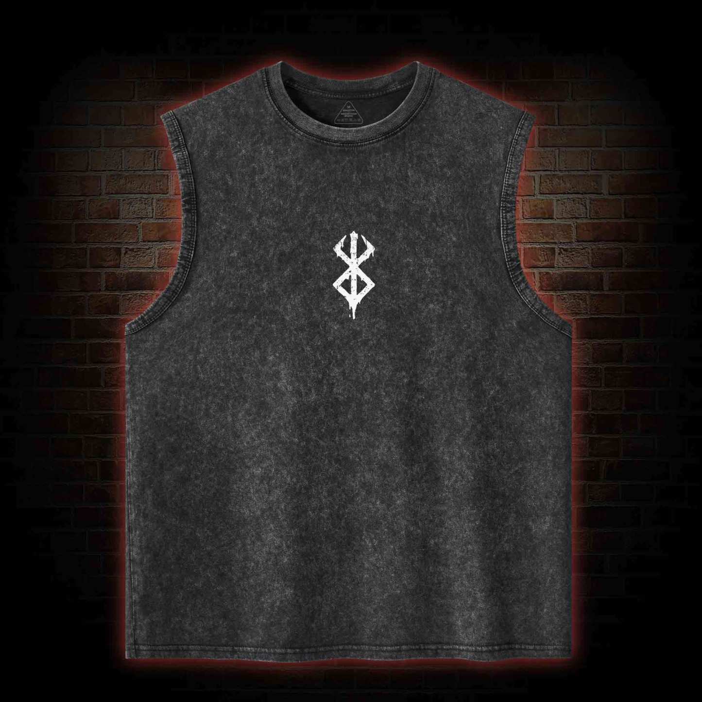 Black Swordsman Back Print Washed Tank Top