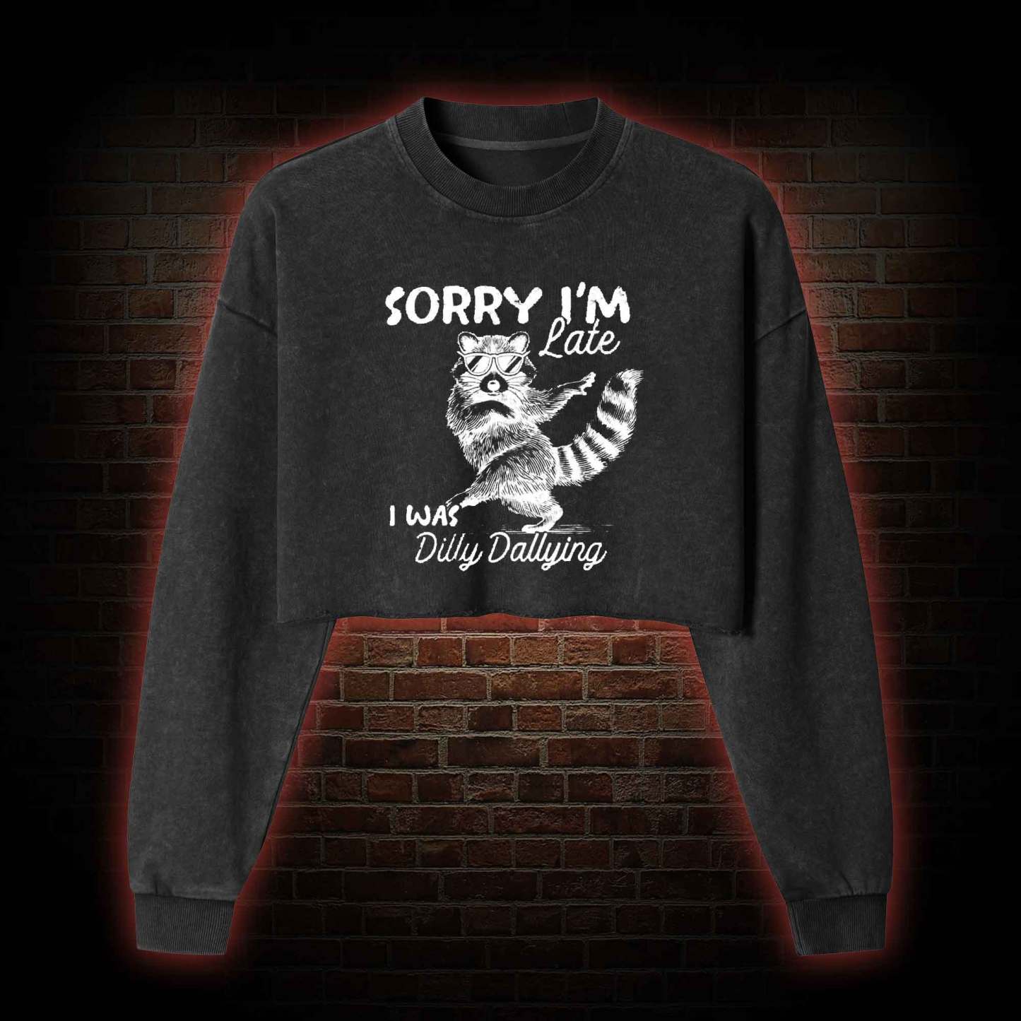 Sorry I'm Late Washed Cropped Sweatshirts