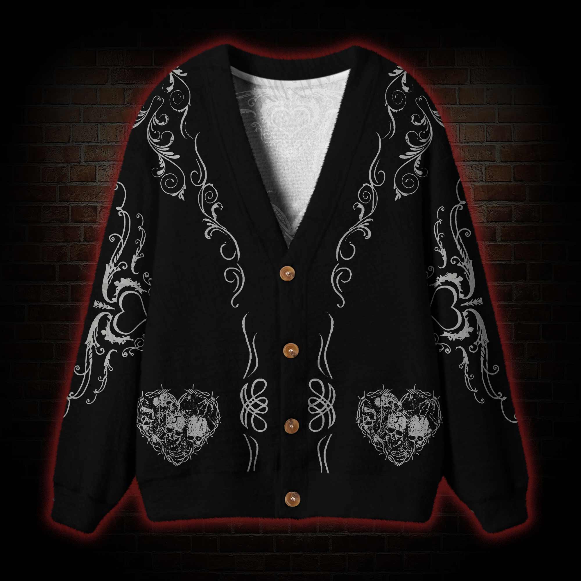 Gothic Bone Filigree Cardigan Sweater