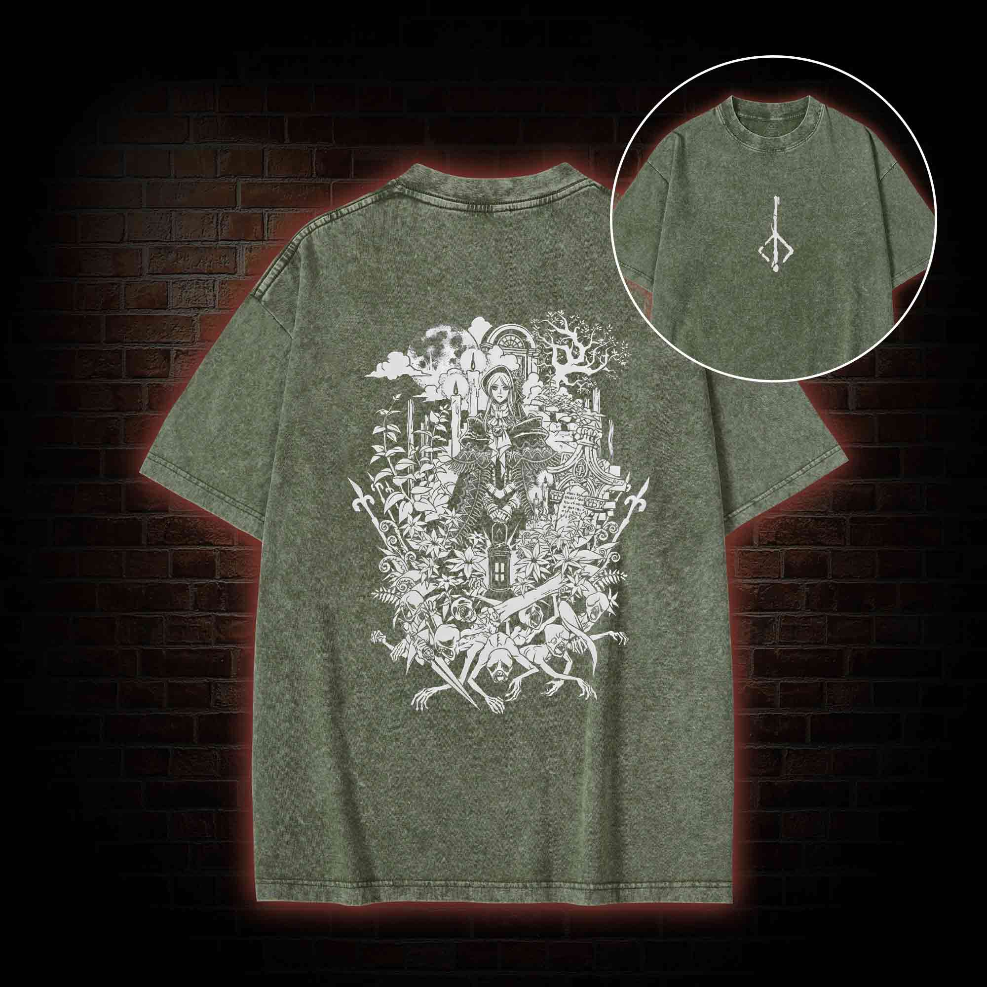 Hello Good Hunter Back Print Washed T-shirt