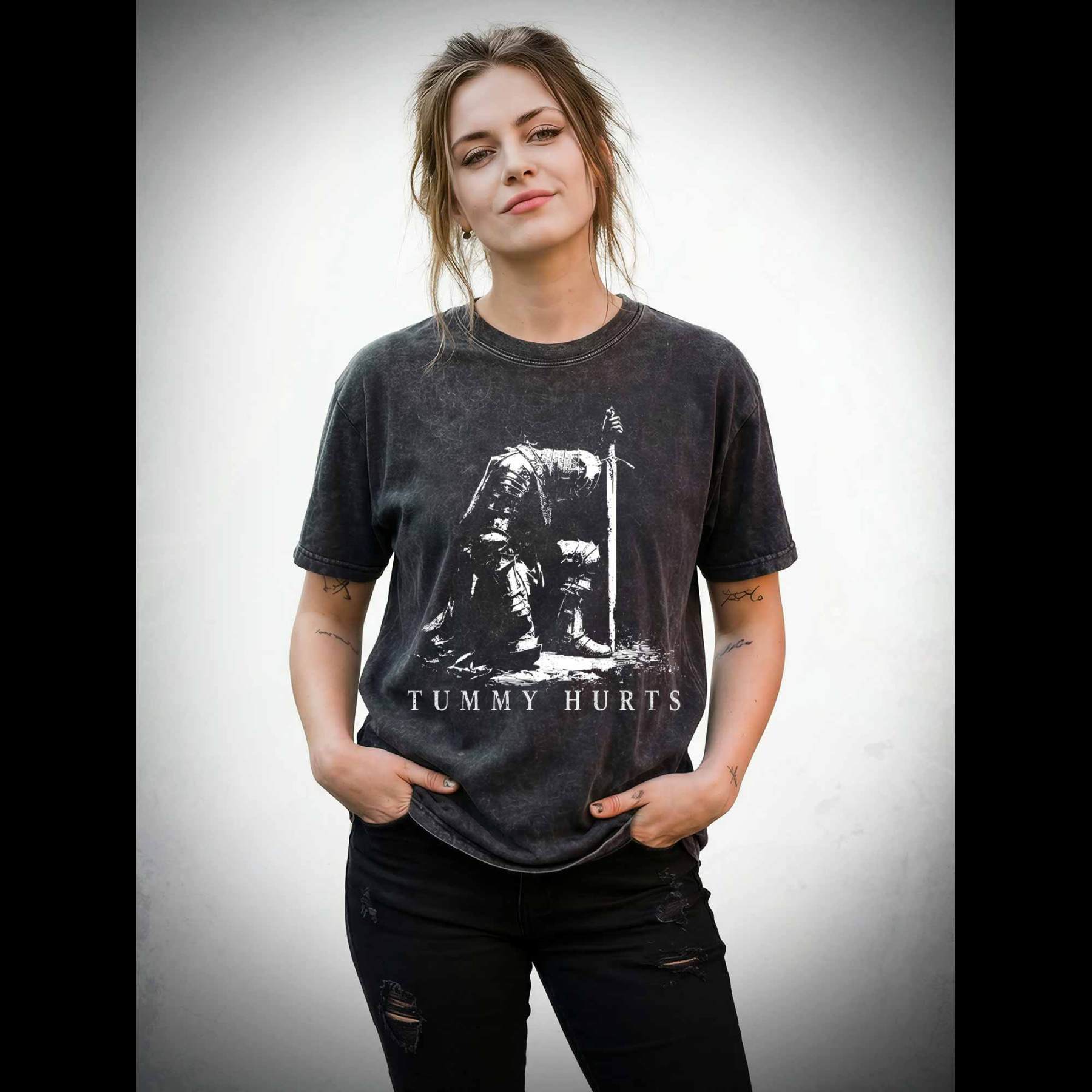 Dark Fantasy Knight Washed T-shirt