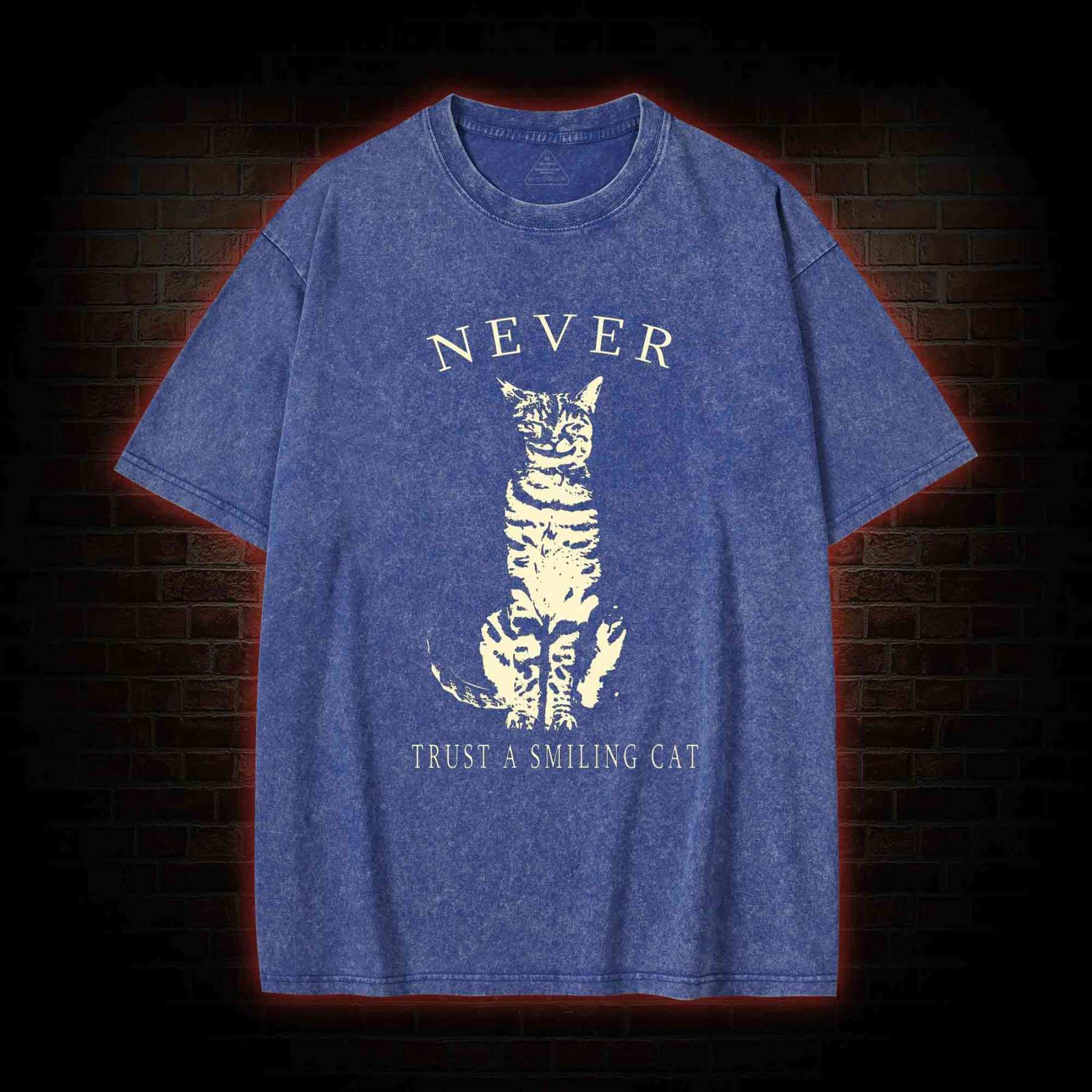 Never Trust A Smiling Cat Washed T-shirt