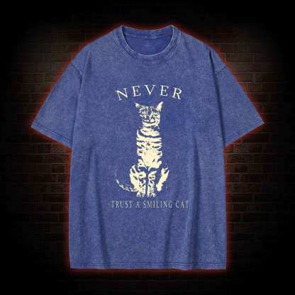 Never Trust A Smiling Cat Washed T-shirt