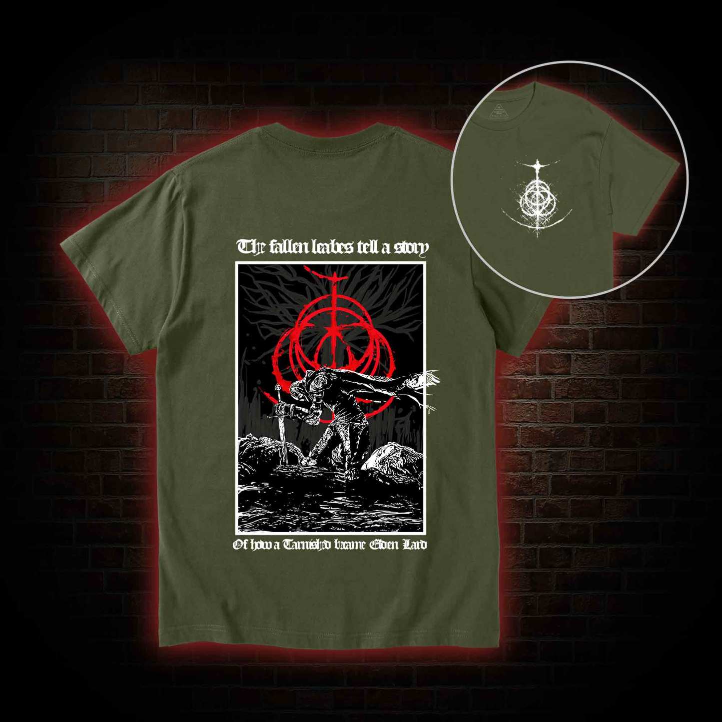 The Fallen Leaves Tell a Story Back Print T-Shirt