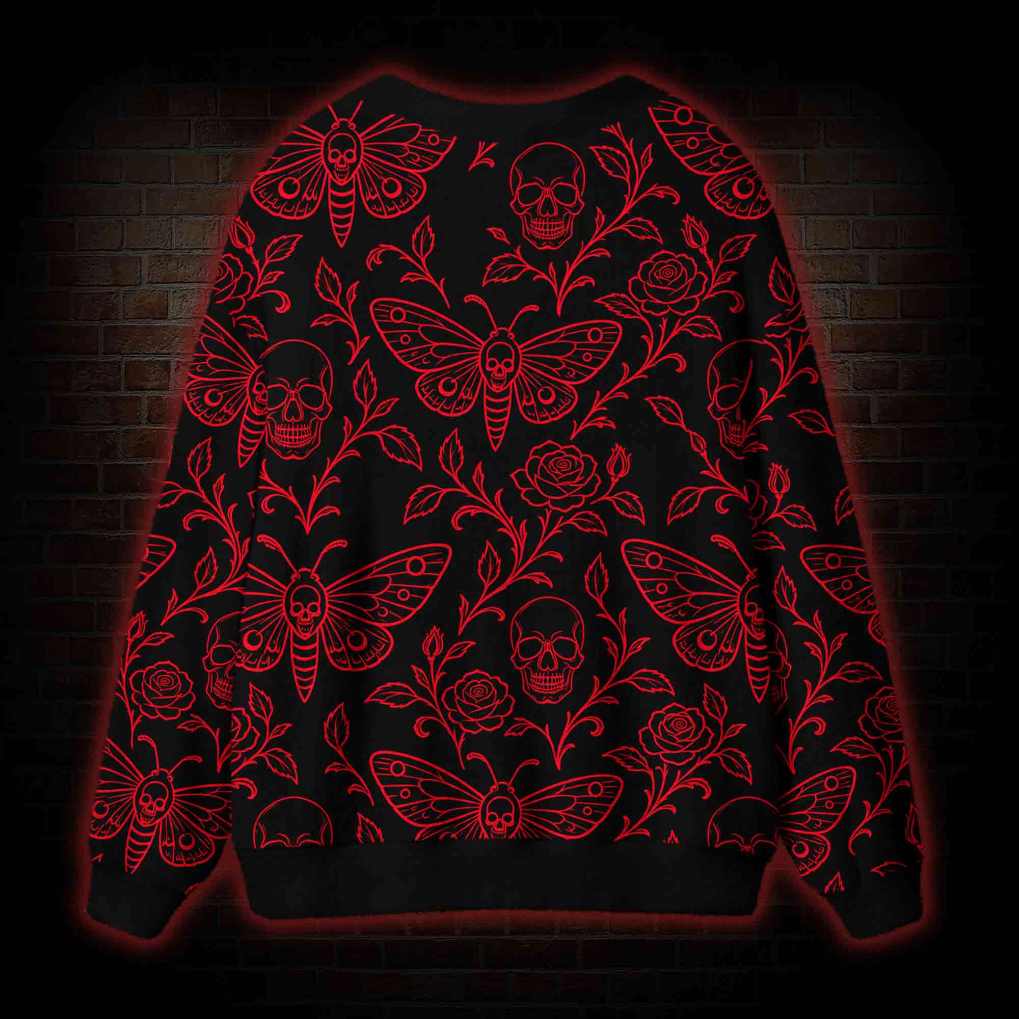 Gothic Death Moth Rose Cardigan Sweater