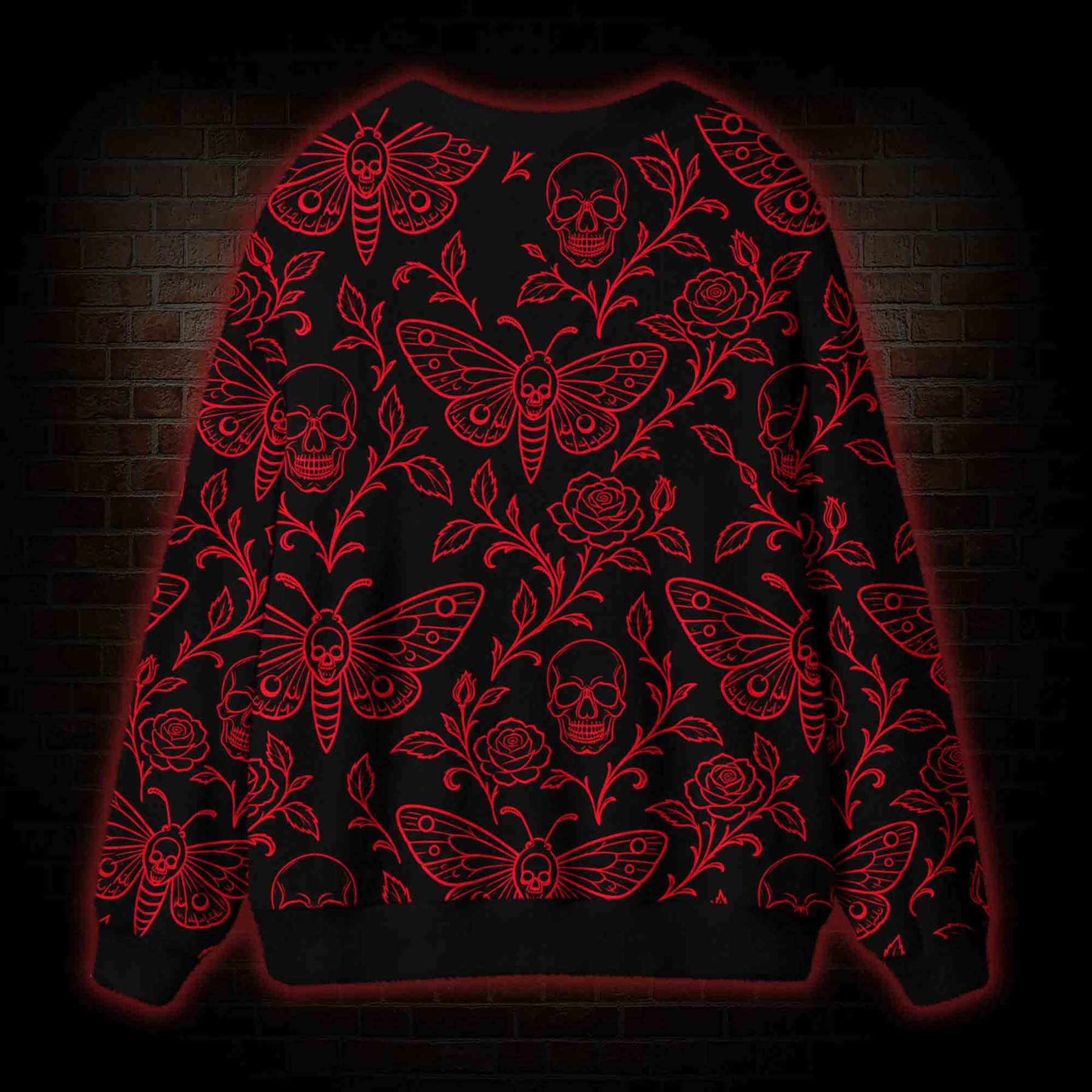 Gothic Death Moth Rose Cardigan Sweater
