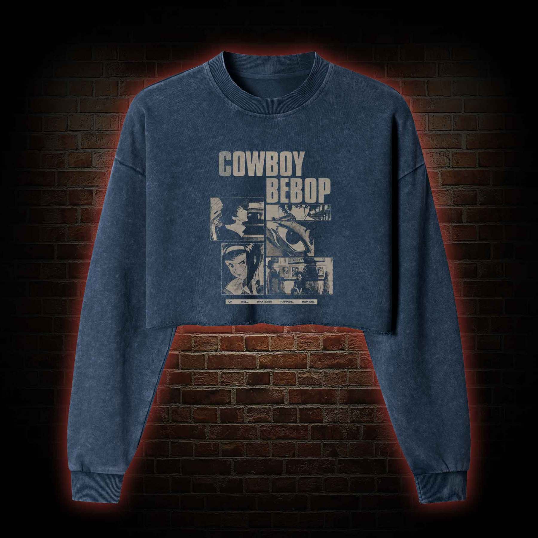 Whatever Happens Happens Washed Cropped Sweatshirts