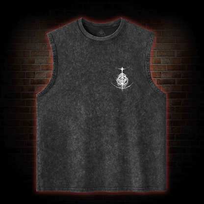 Maidenless Back Print Washed Tank Top