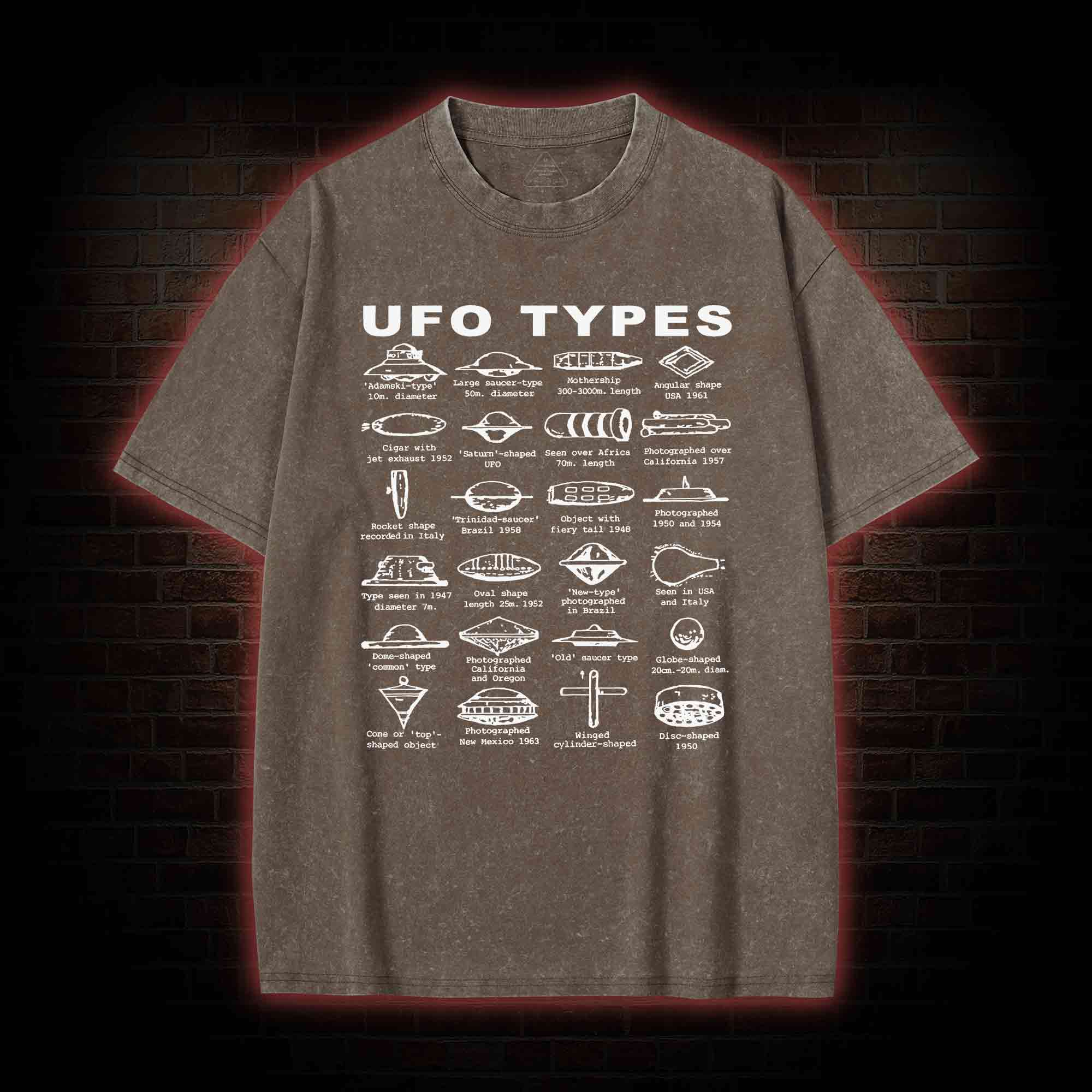 UFO Types Washed T-shirt