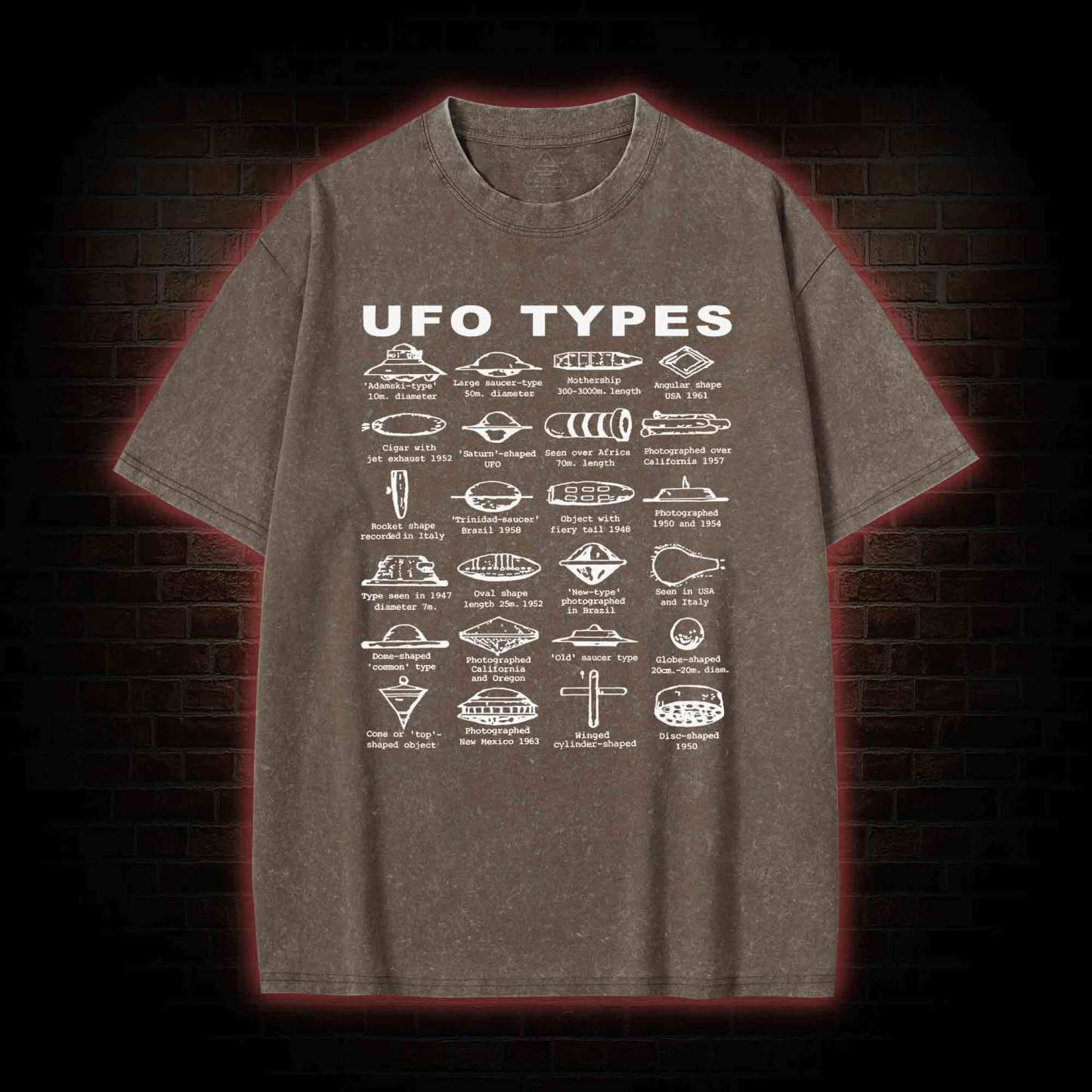 UFO Types Washed T-shirt